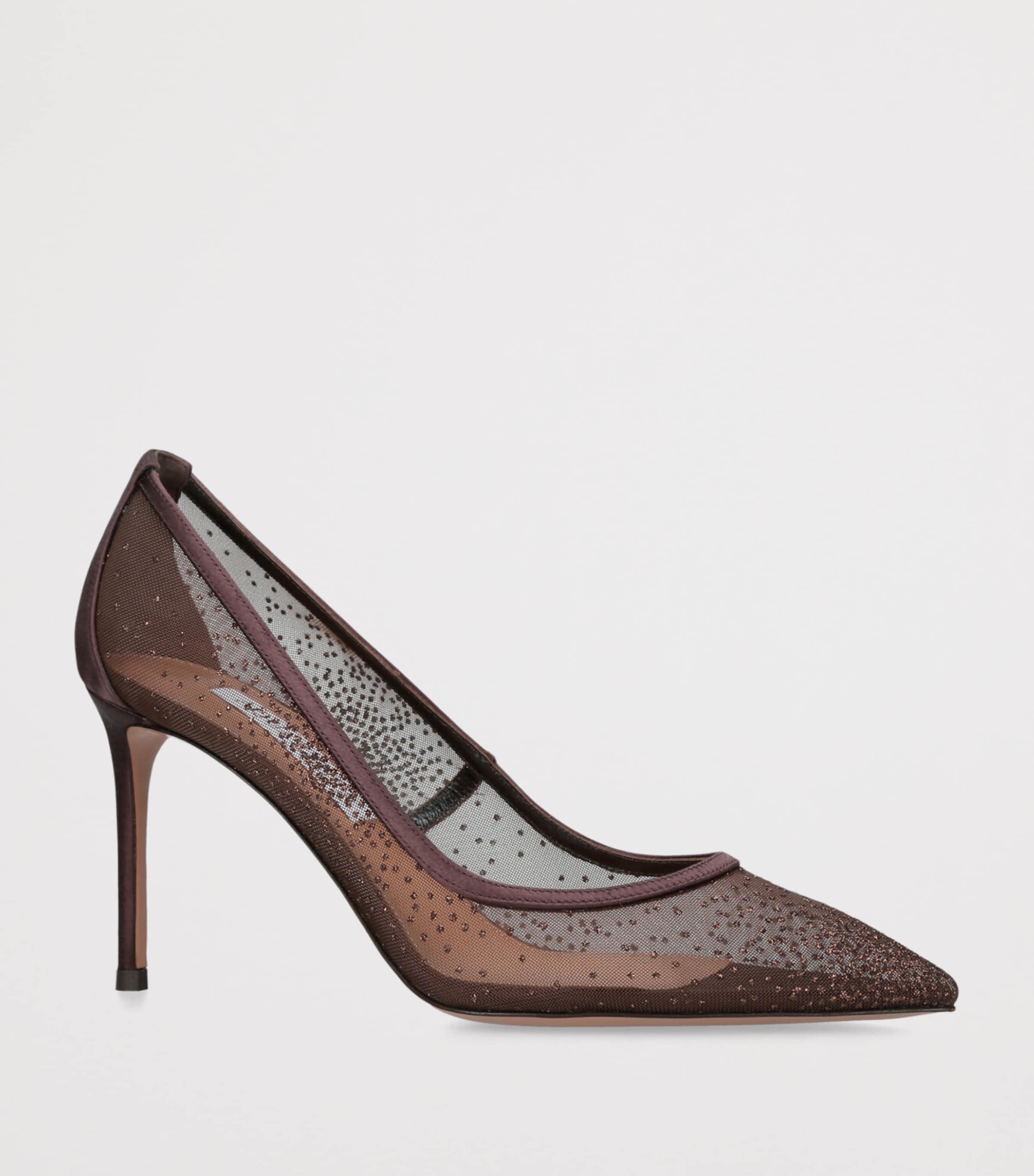 Aquazzura Embellished Mesh Pumps 85 Dark Brown Image 3