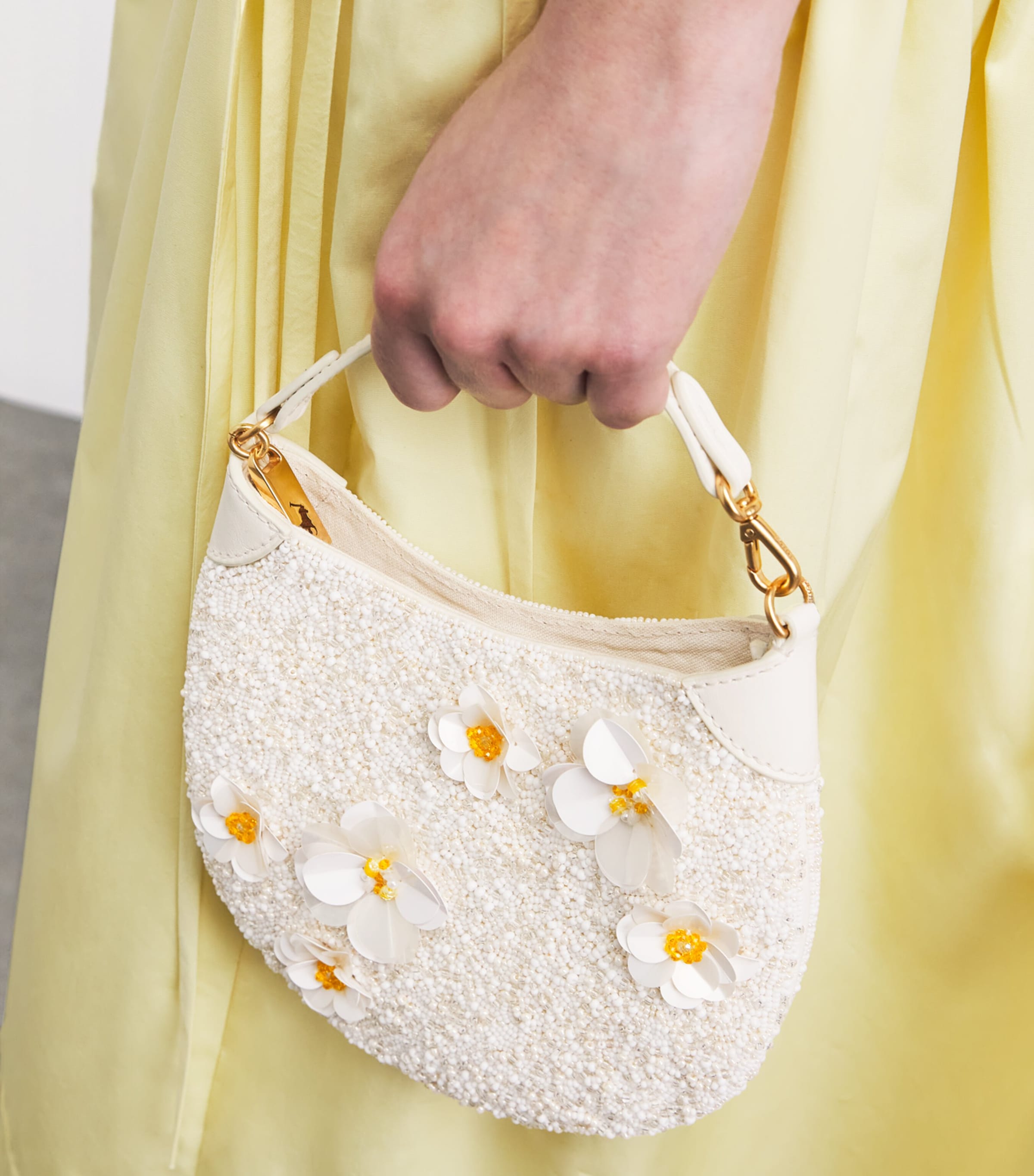 Polo Ralph Lauren Embellished Floral Pouch Bag Frosting Image 4