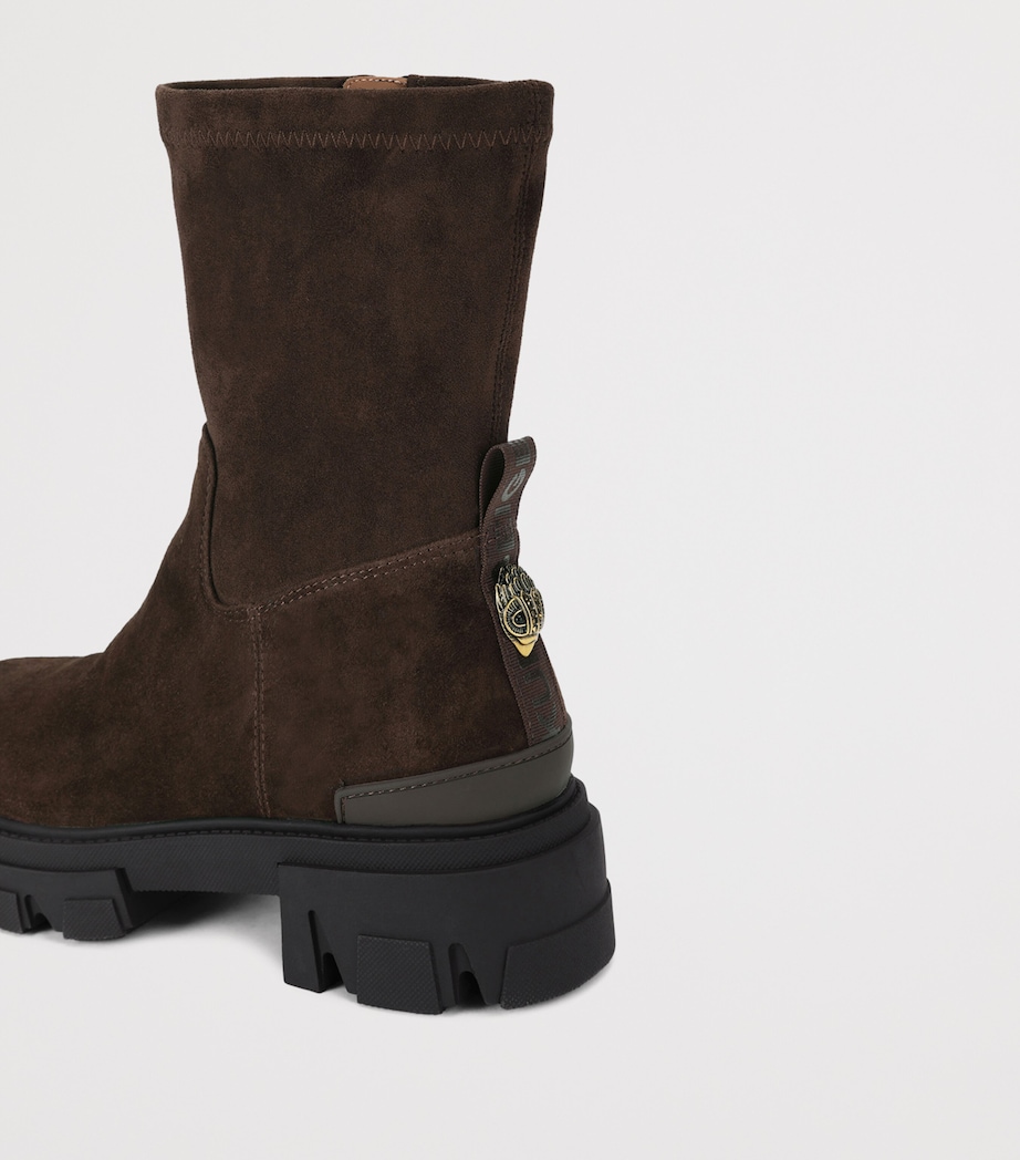 Kurt Geiger London Suede Stomp Sock Ankle Boots 50 Dk.brn Com Image 3