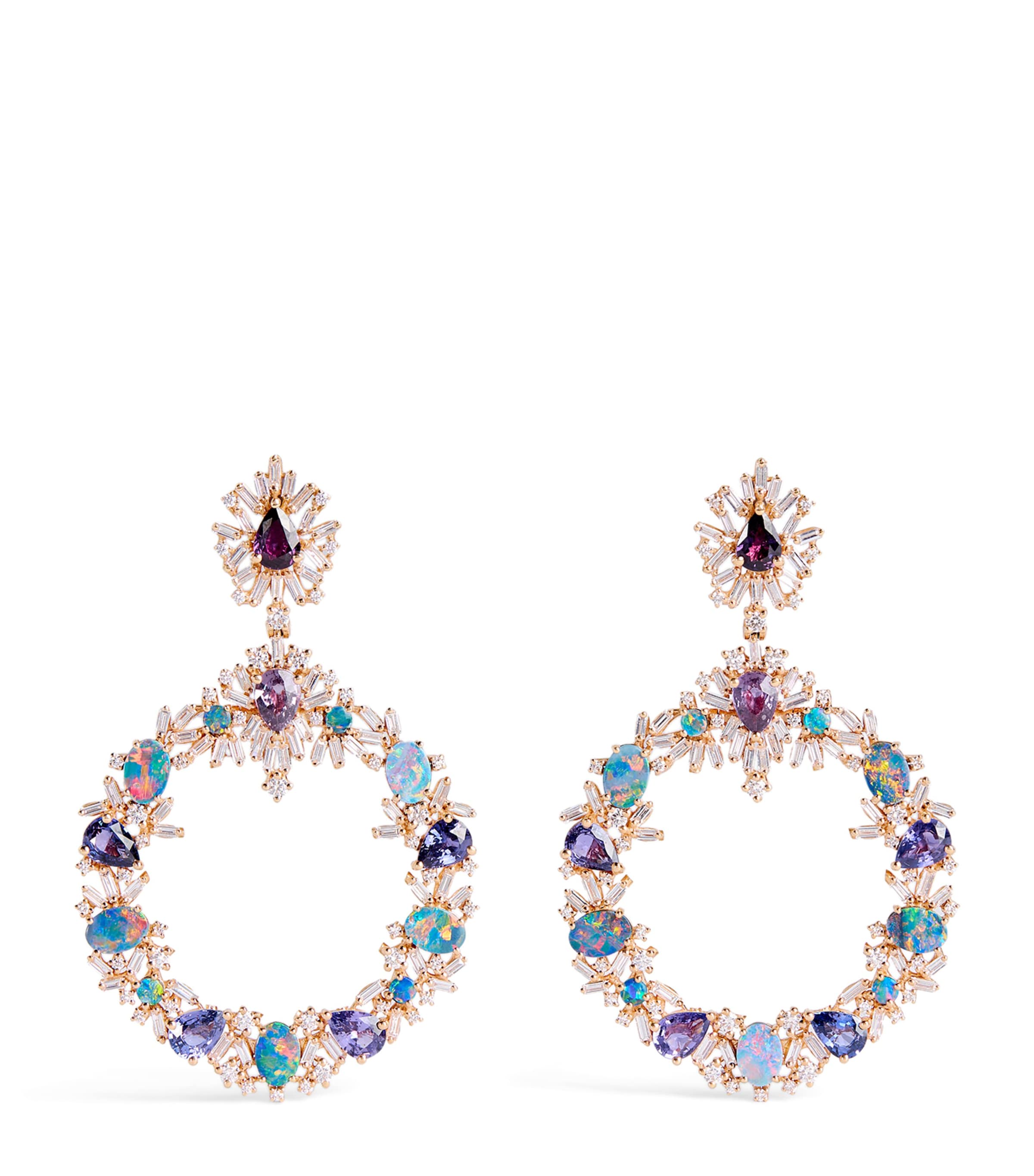 Suzanne Kalan Rose Gold, Diamond, Sapphire and Opal One of a Kind Drop Earrings Rg/opal/ms