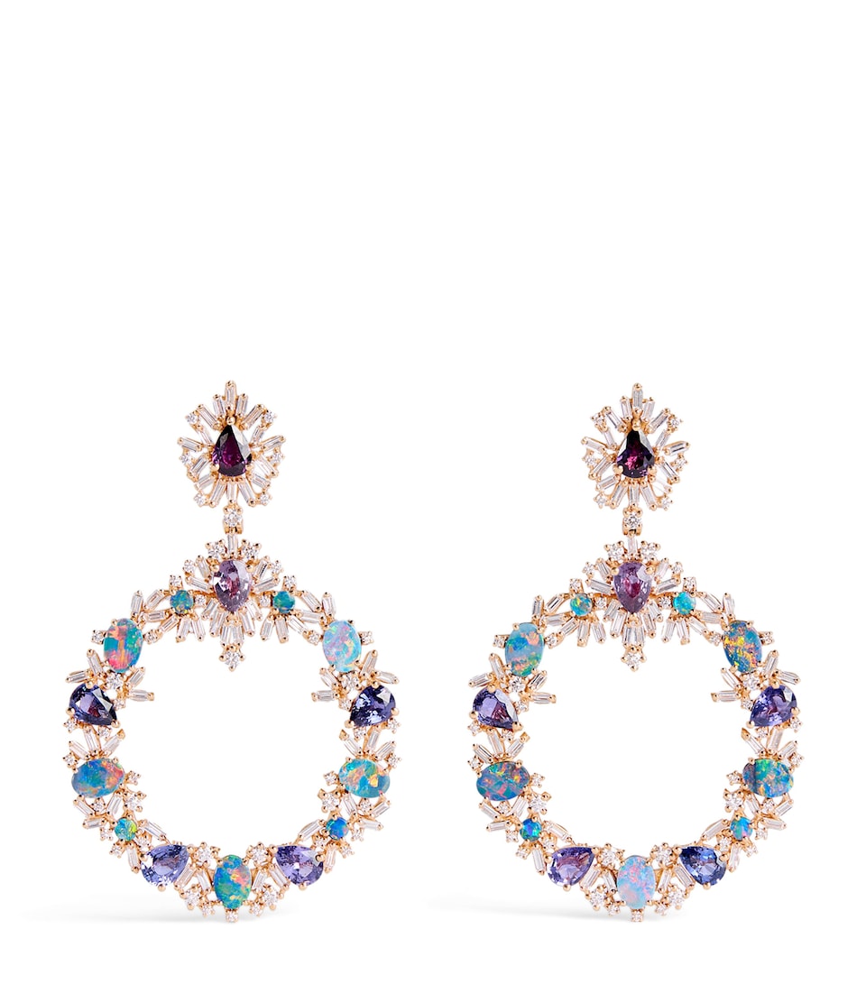 Suzanne Kalan Rose Gold, Diamond, Sapphire and Opal One of a Kind Drop Earrings Rg/opal/ms
