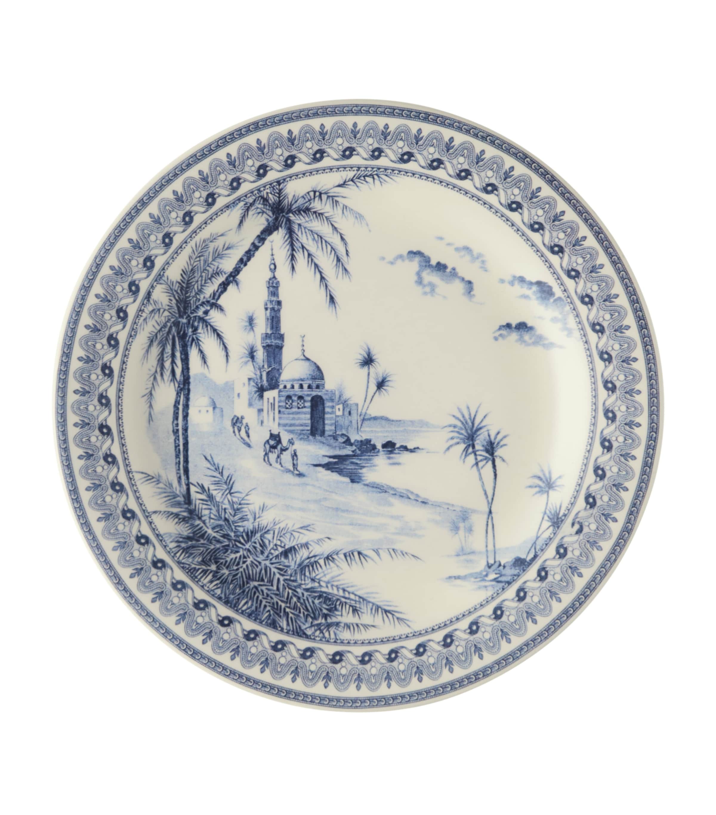 Gien Set Of 4 Ceramic Dépareillé Canape Plates In Blue