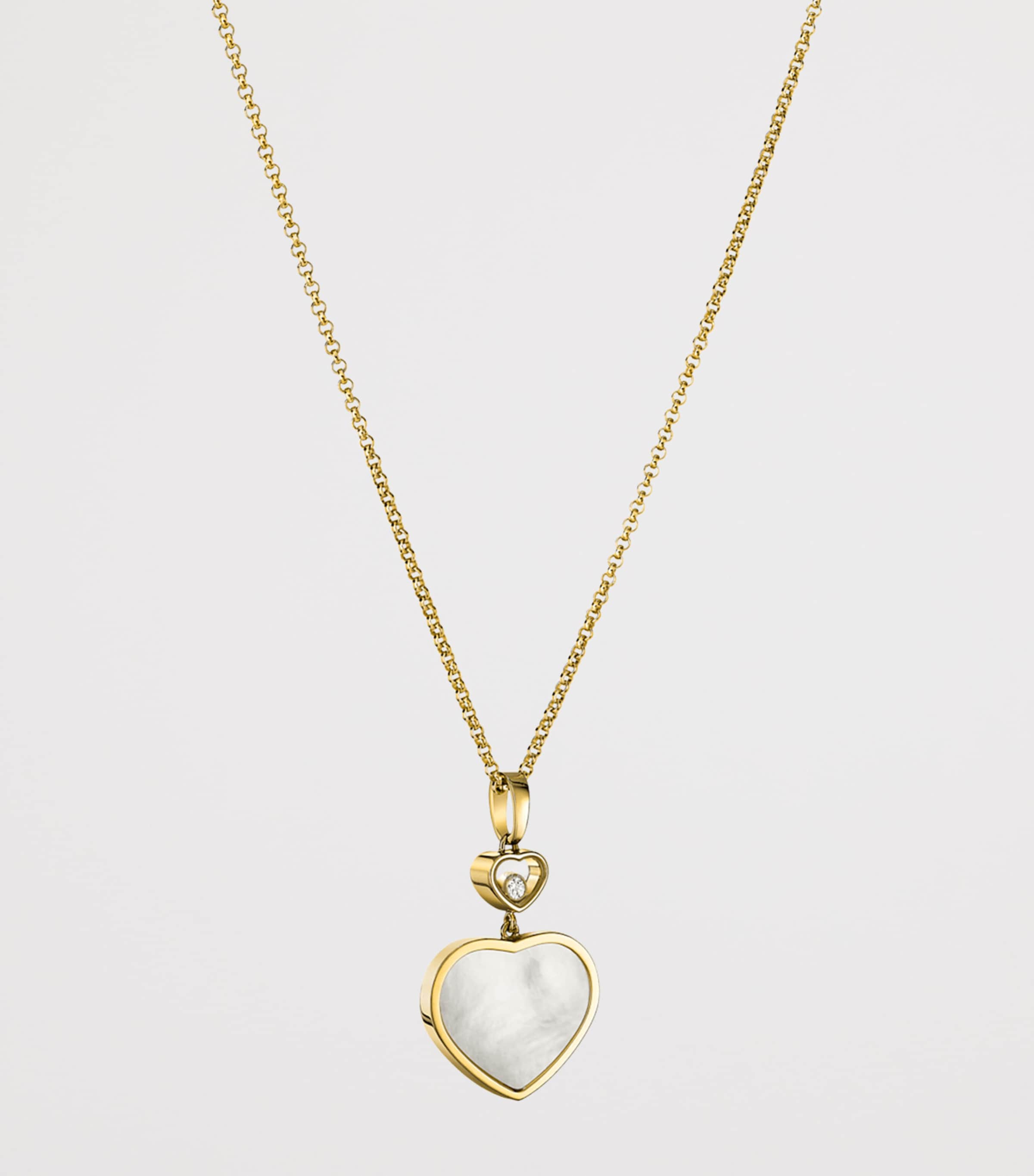 Yellow Gold, Diamond and Mother-of-Pearl Happy Hearts Pendant Necklace 18K YELLOW GOLD Image 2