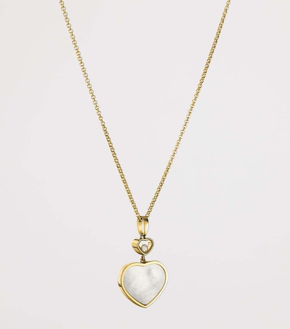 Yellow Gold, Diamond and Mother-of-Pearl Happy Hearts Pendant Necklace 18K YELLOW GOLD Image 2