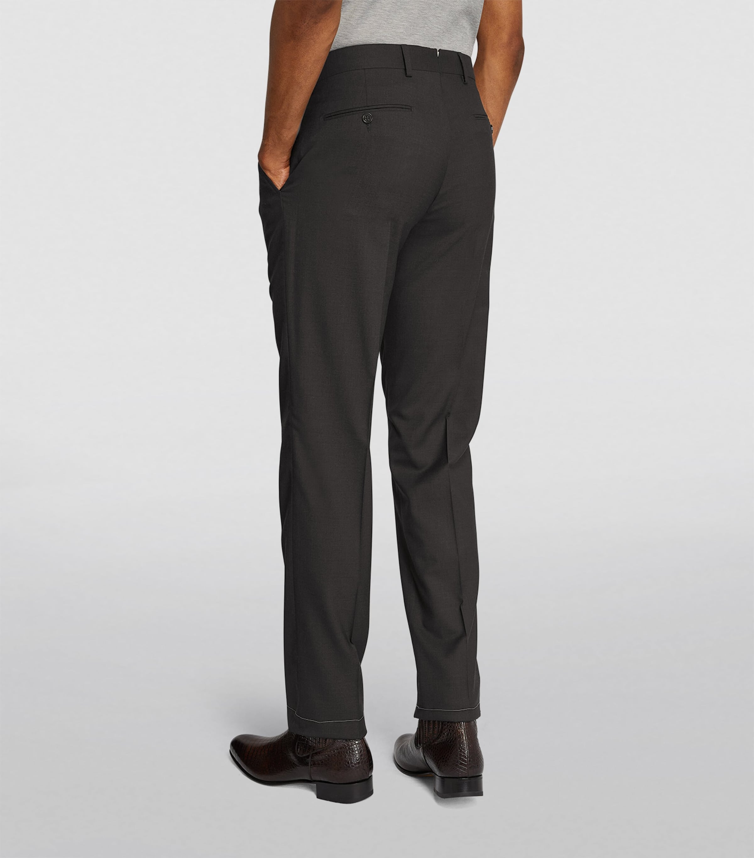 Ralph Lauren Purple Label Mens Wool Serge Trousers Charcol Image 4