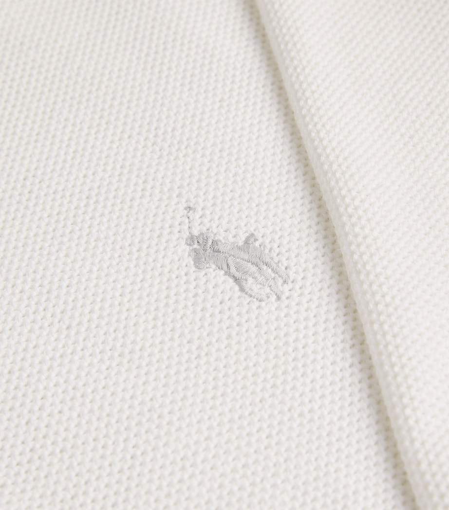 Mesh Cotton Quarter-Zip Sweater WHITE Image 5