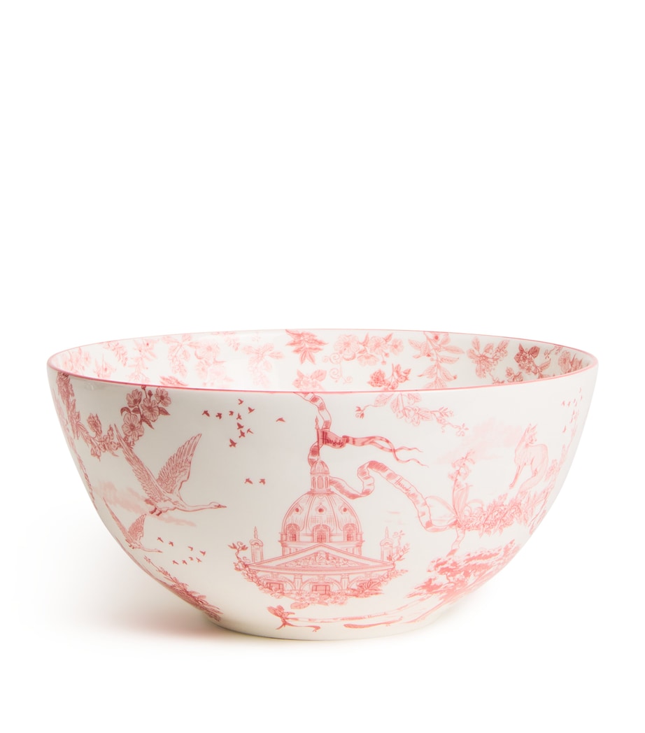Harrods Fine Bone China Toile Bowl (22.5cm) Pink Image 1
