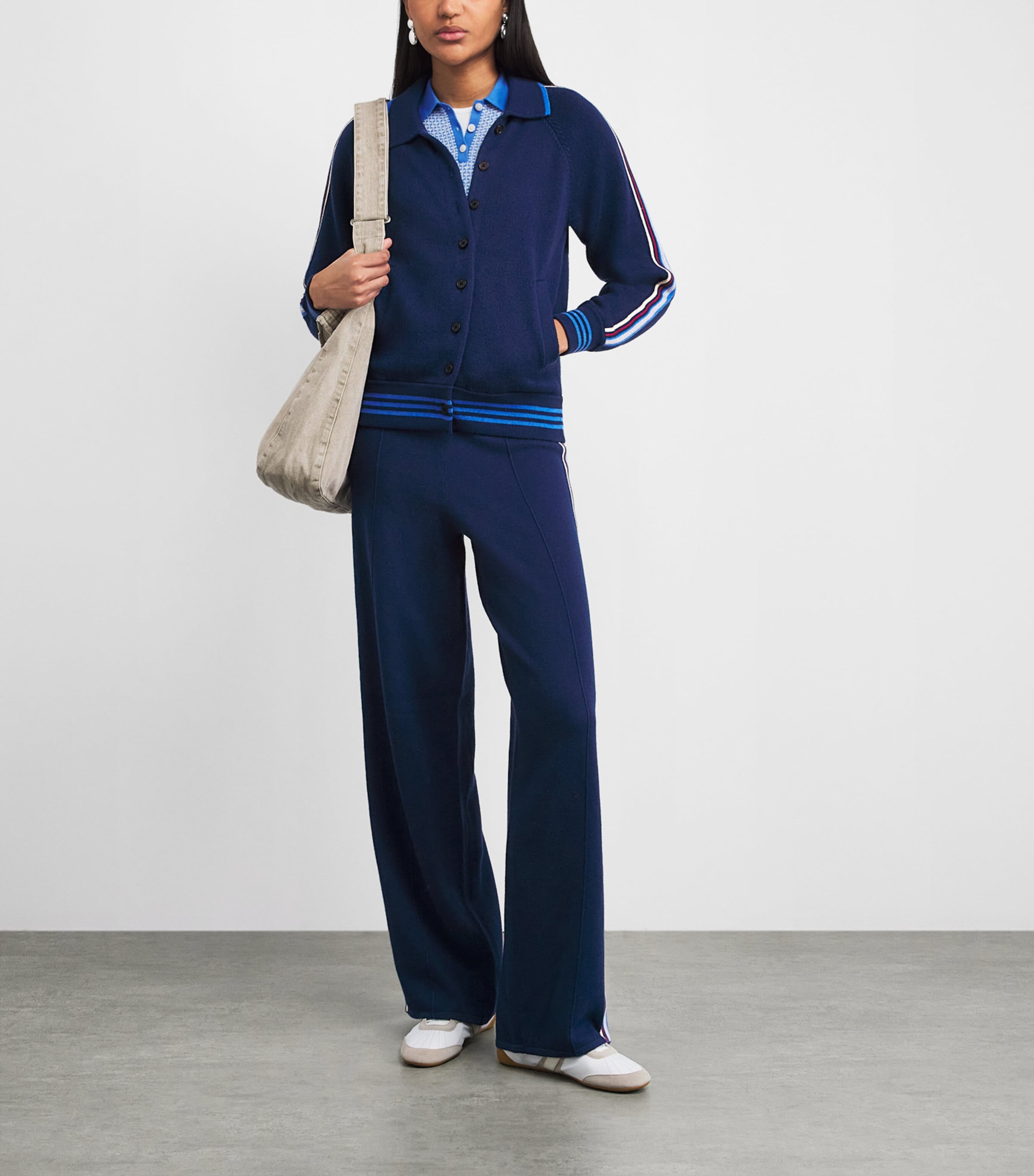 Guest In Residence Womens Cotton-Blend Varsity Cardigan Nav Navy Image 2