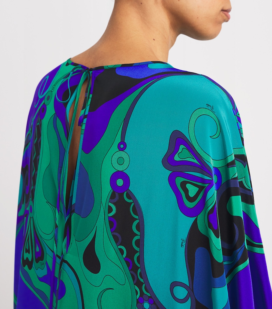 Silk Orchidee Print Kaftan 026 SMERALDO Image 4