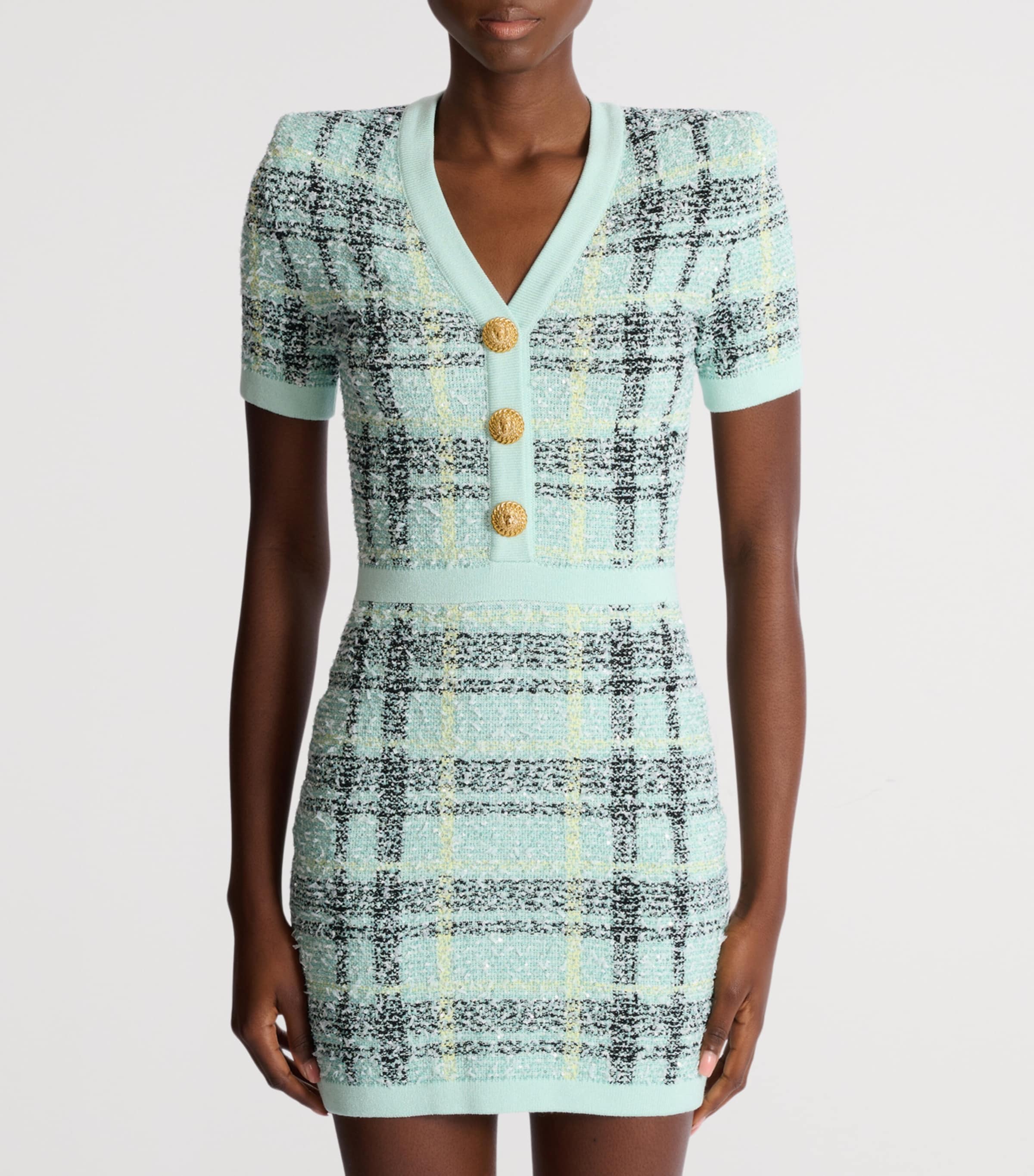 Tweed Sequin Mini Dress ULM VERT/JAUNE/NOIR Image 8