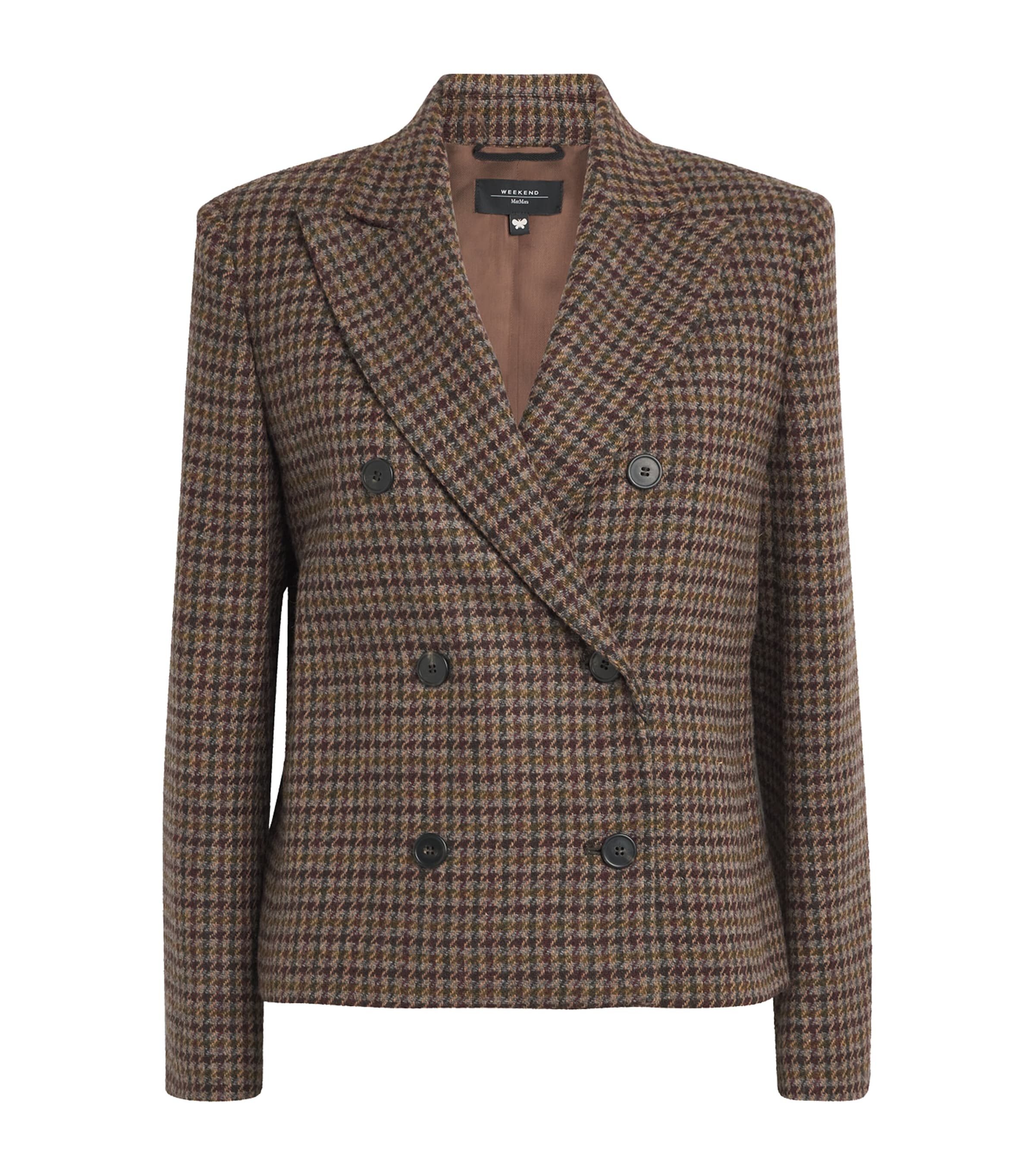 Weekend Max Mara Stretch Wool Double-breasted Blazer In Brown