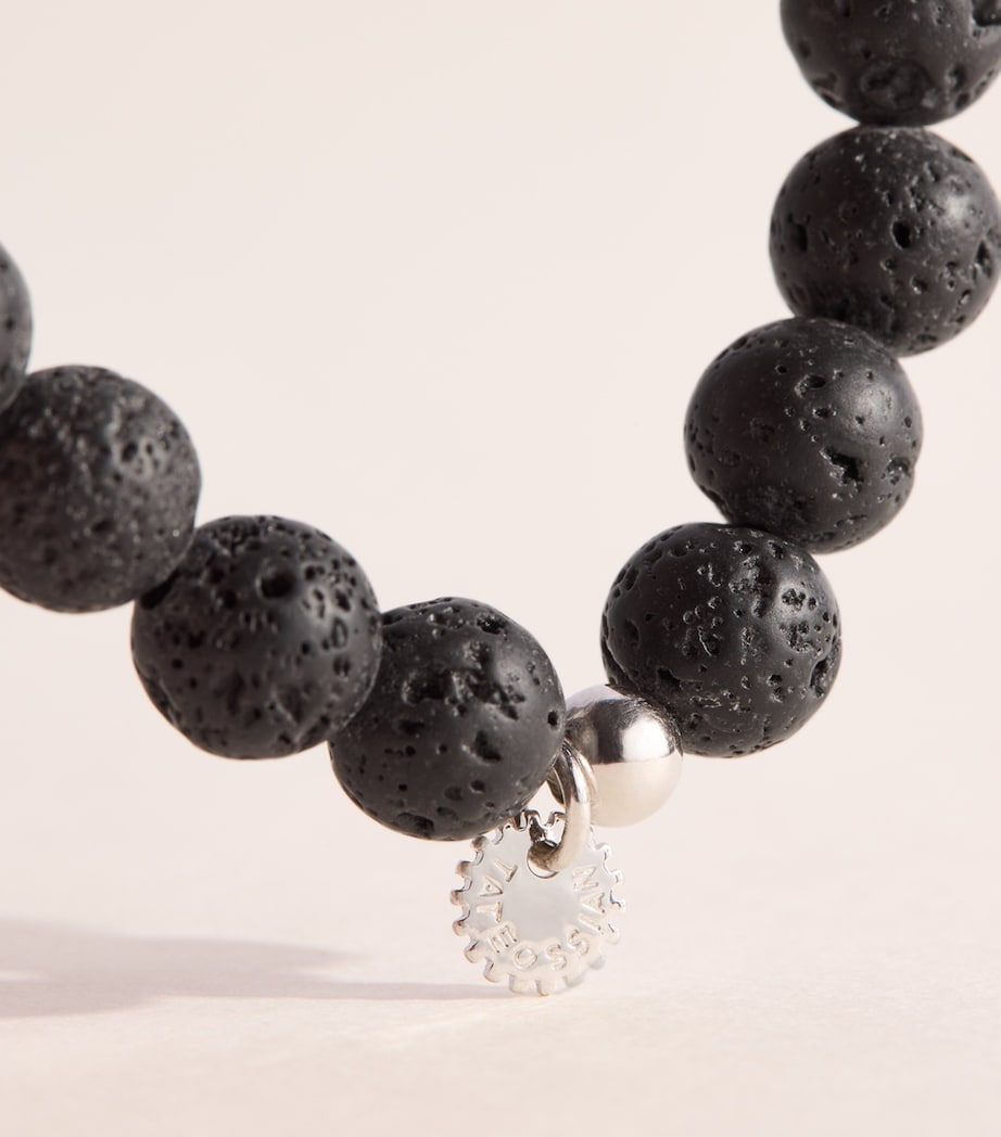 Tateossian Sterling Silver and Agate Beaded Bracelet Grey Image 3