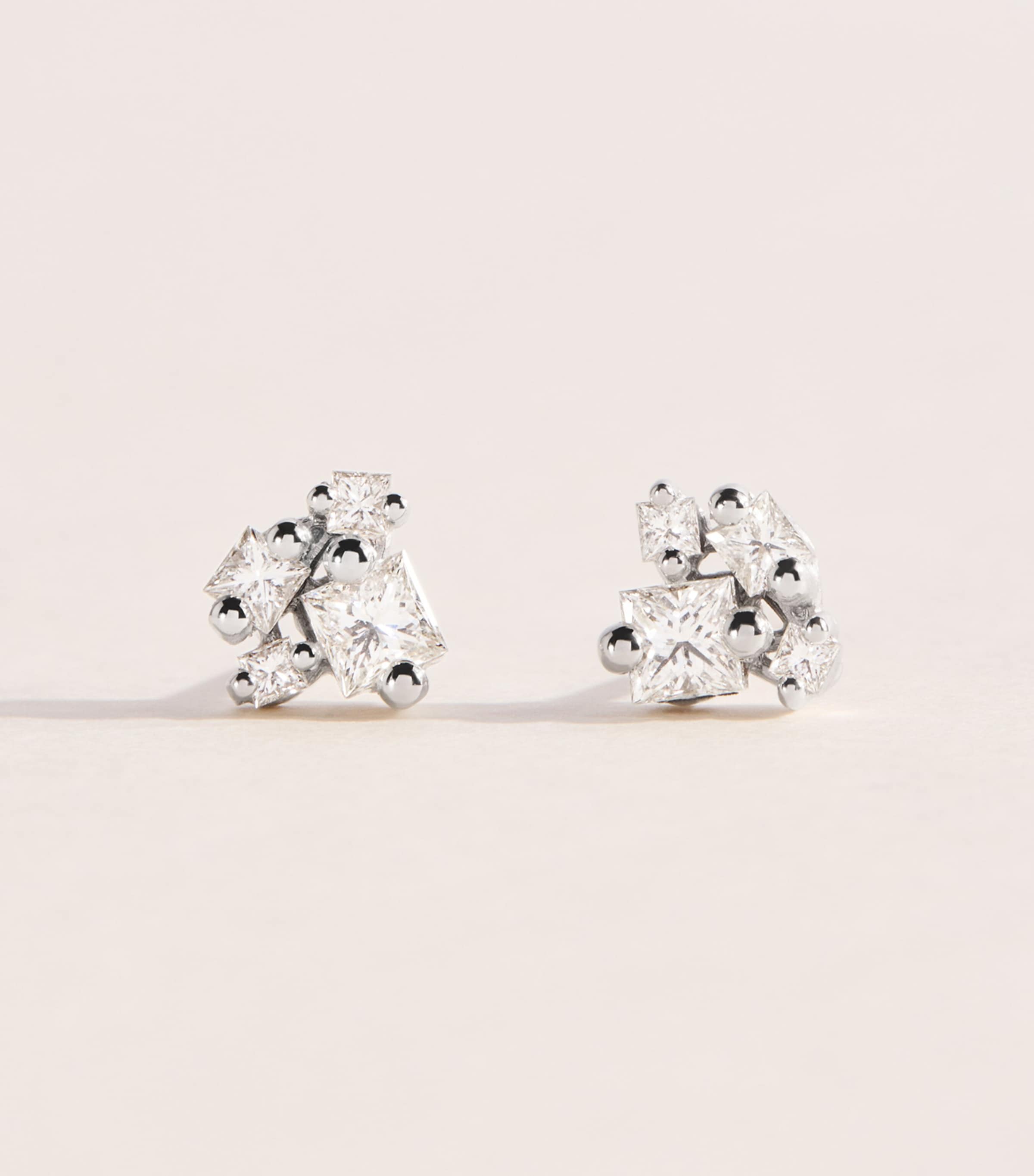 Suzanne Kalan White Gold and Diamond Princess Cluster Stud Earrings Wg/wd Image 1