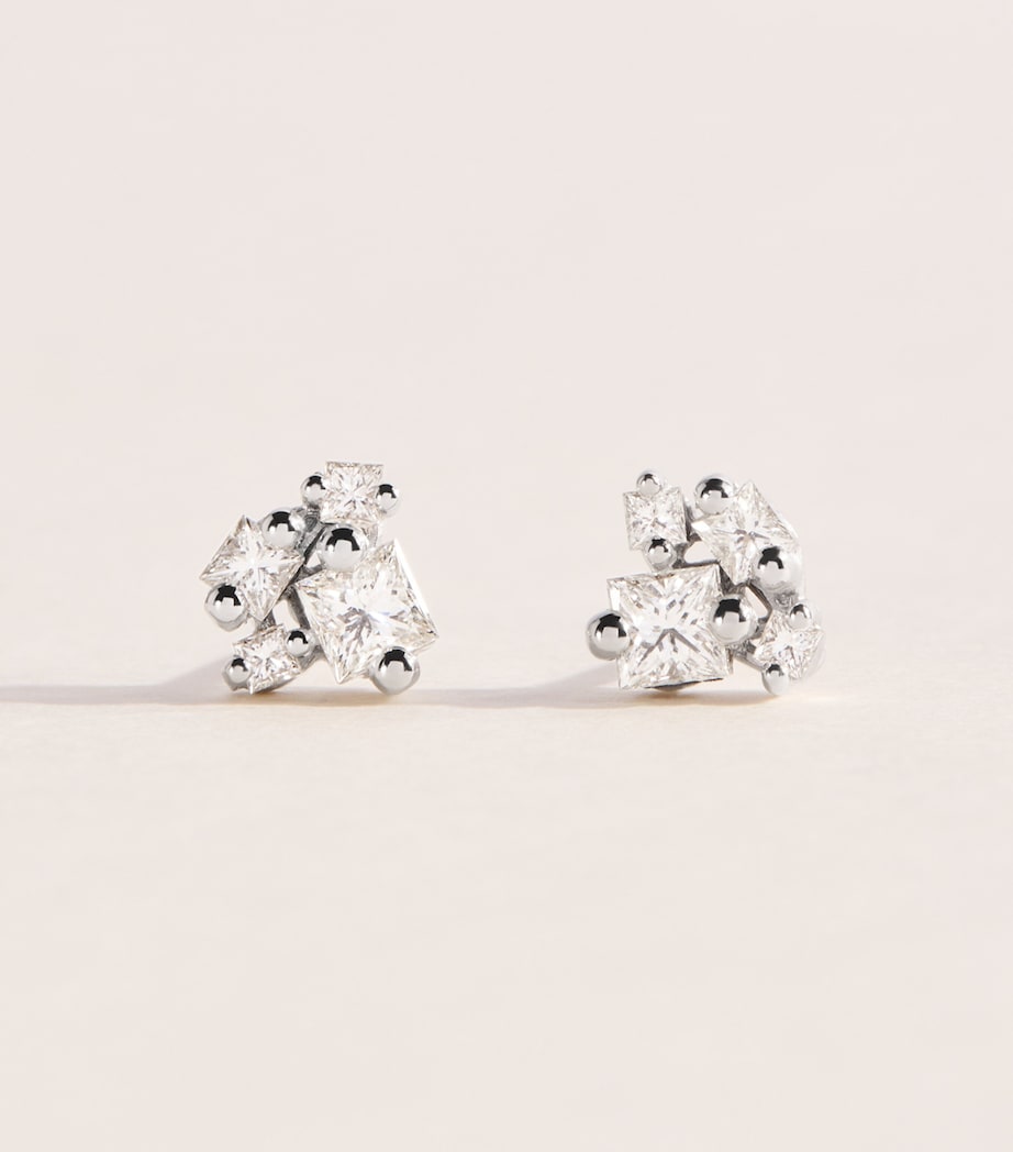Suzanne Kalan White Gold and Diamond Princess Cluster Stud Earrings Wg/wd Image 1