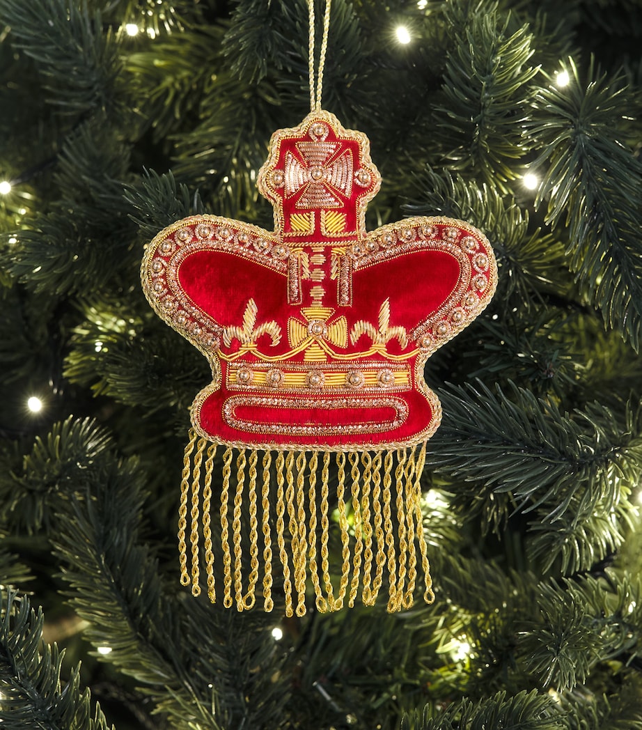Tinker Tailor Embroidered Crown Tree Decoration Red & Gold Image 3