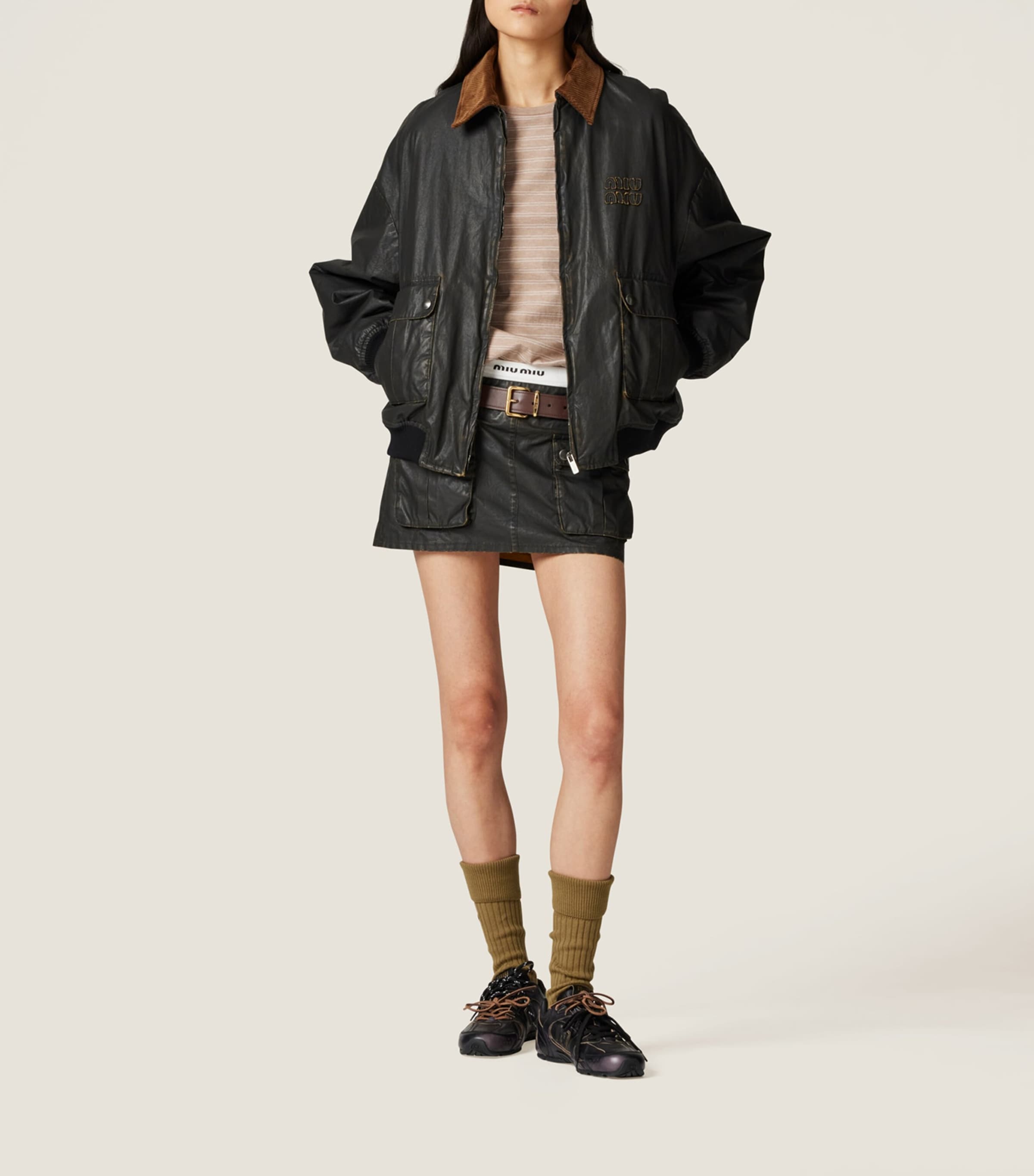 ジャケット MIUMIU CHOCOLATE COTTON JACKET Miu Miu Rain Jacket in Cacao | FWRD