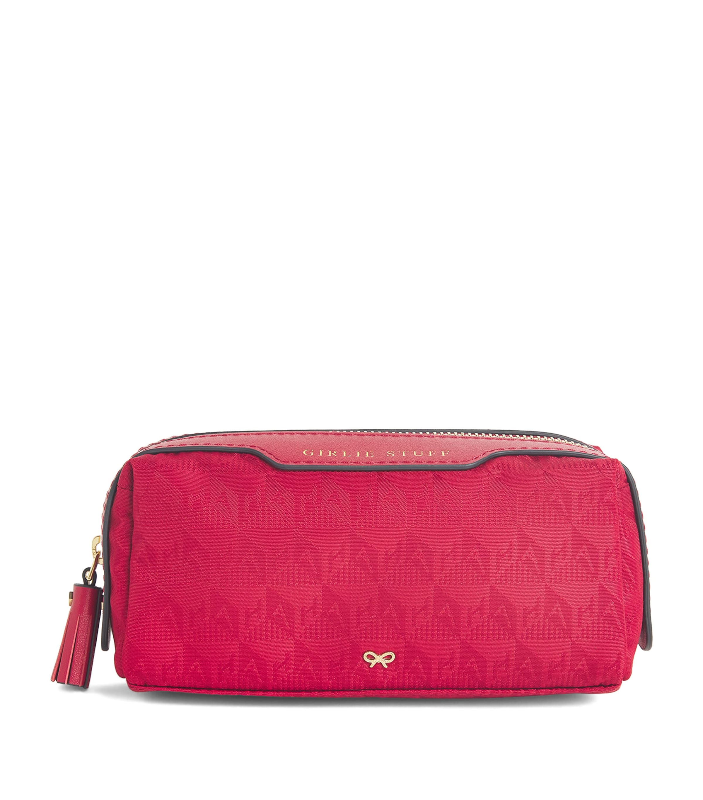 Anya Hindmarch Logo Jacquard Girlie Stuff Pouch In Red