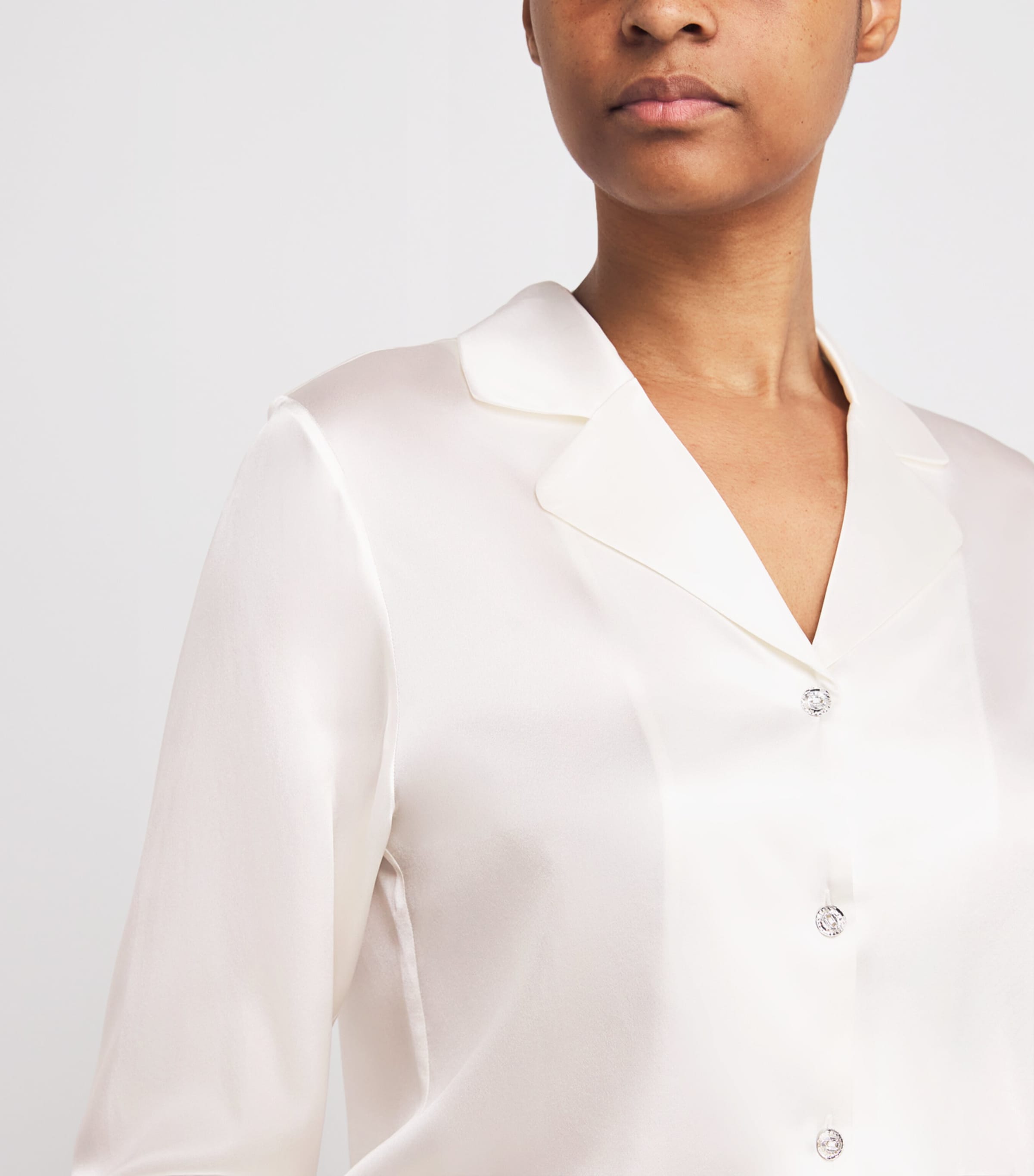 Silk Lace-Trim Luella Pyjama Set WHITE Image 4