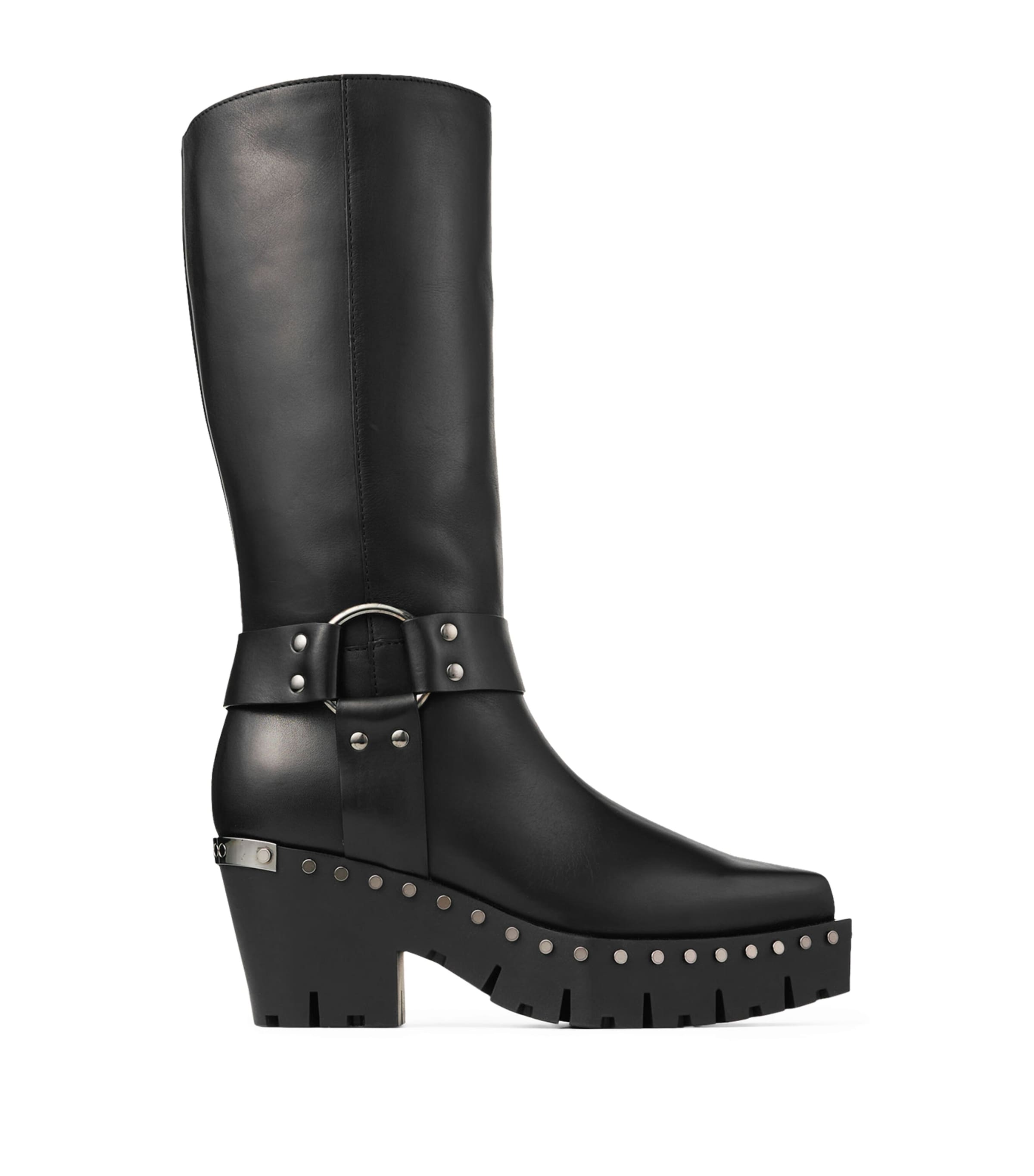 JIMMY CHOO QUINN 75 LEATHER BIKER BOOTS 