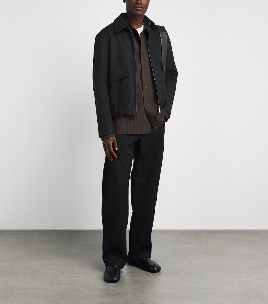 Barena Mens Wool-Blend Tailored Bomber Jacket Nero Image 2