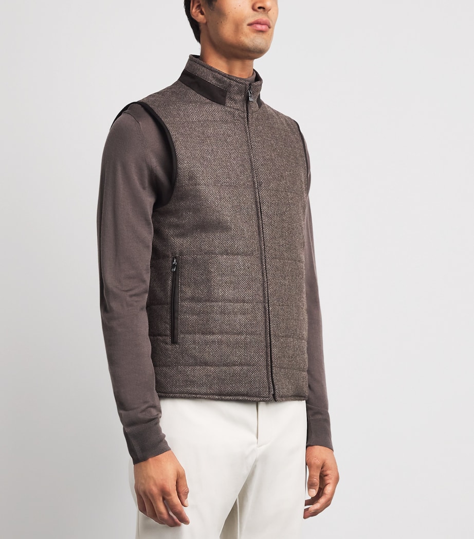 Corneliani Mens Wool-Cashmere Reversible Gilet Dark Brown Image 4