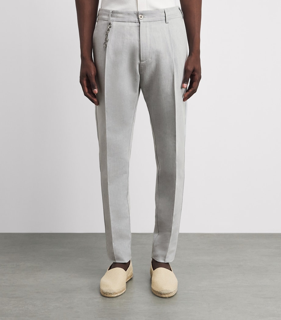 Paul & Shark Mens Linen-Cotton Drawstring Chinos Light Grey Image 4