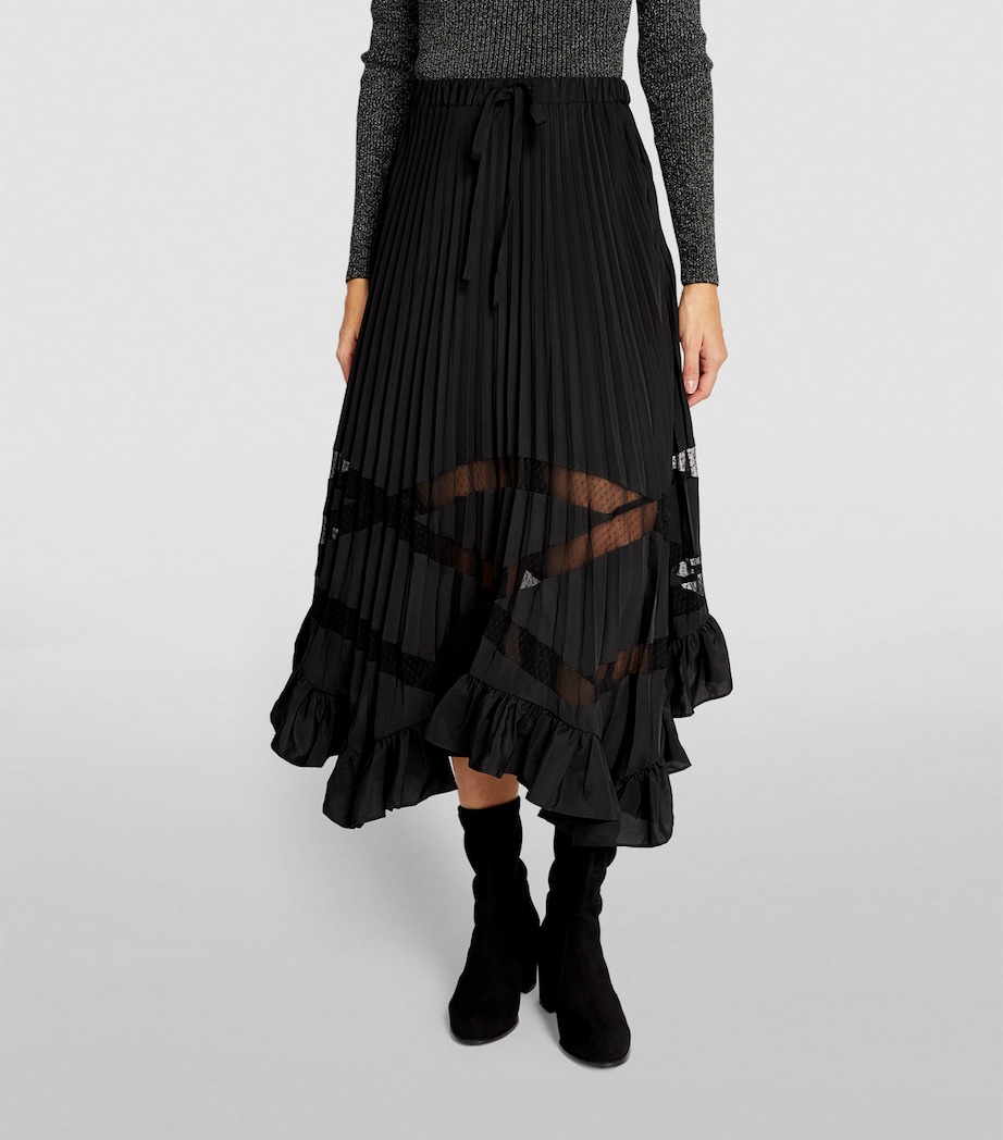 Pleated Asymmetric Midi Skirt BLACK Image 3
