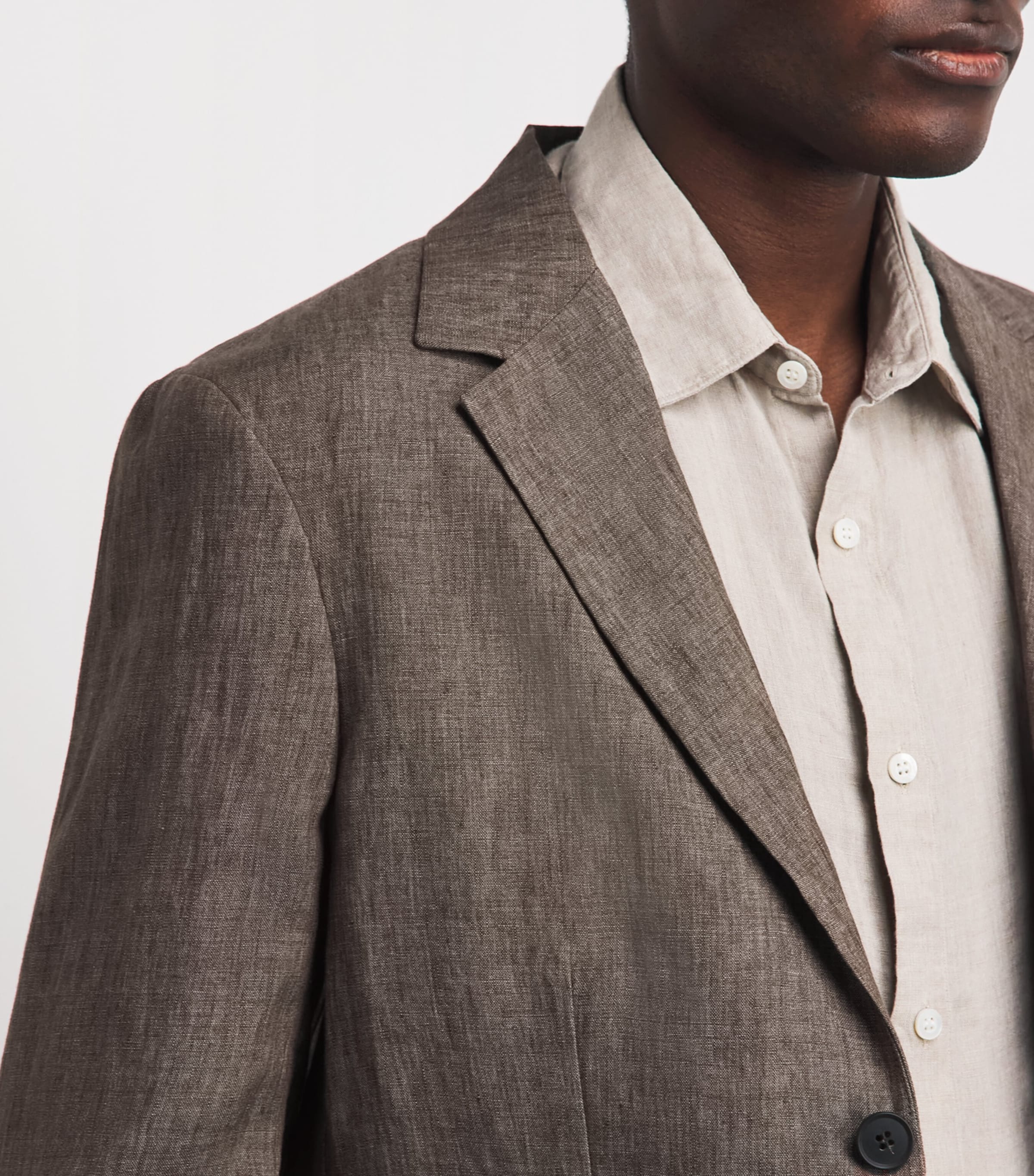 Sunspel Mens Linen Blazer Brgw Dark Walnu Image 3