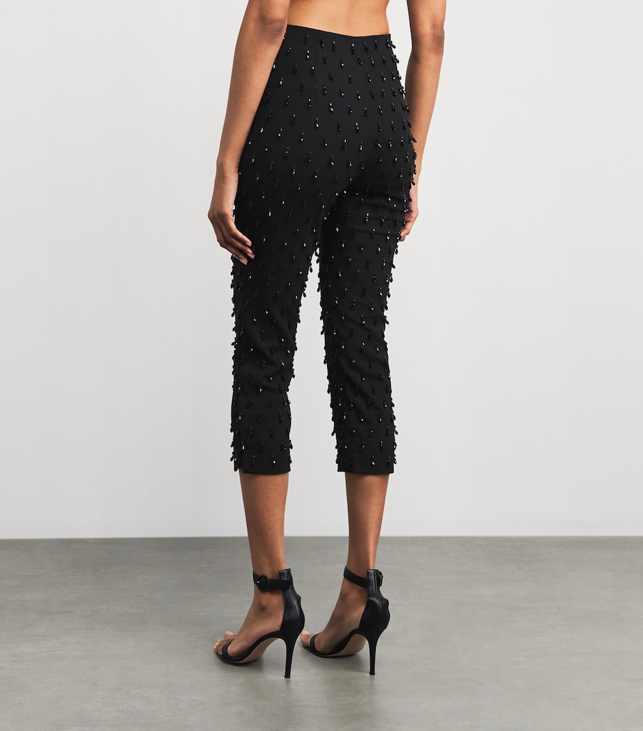 Carolina Herrera Womens Stretch-Wool Embellished Cropped Camila Trousers Black Image 5