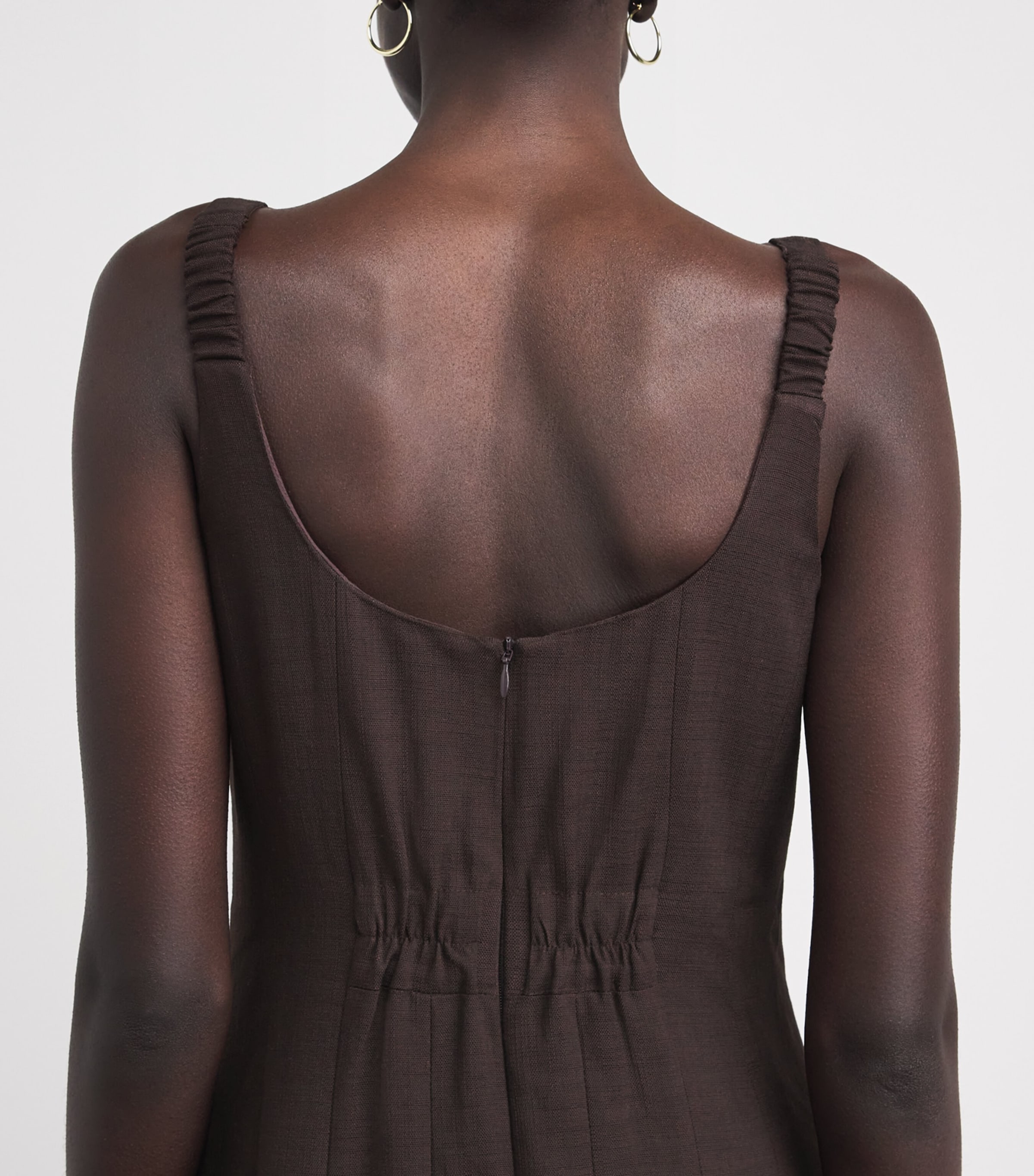 ME+EM Womens Contour Seamed Midi Dress Cocoa Brown Image 3
