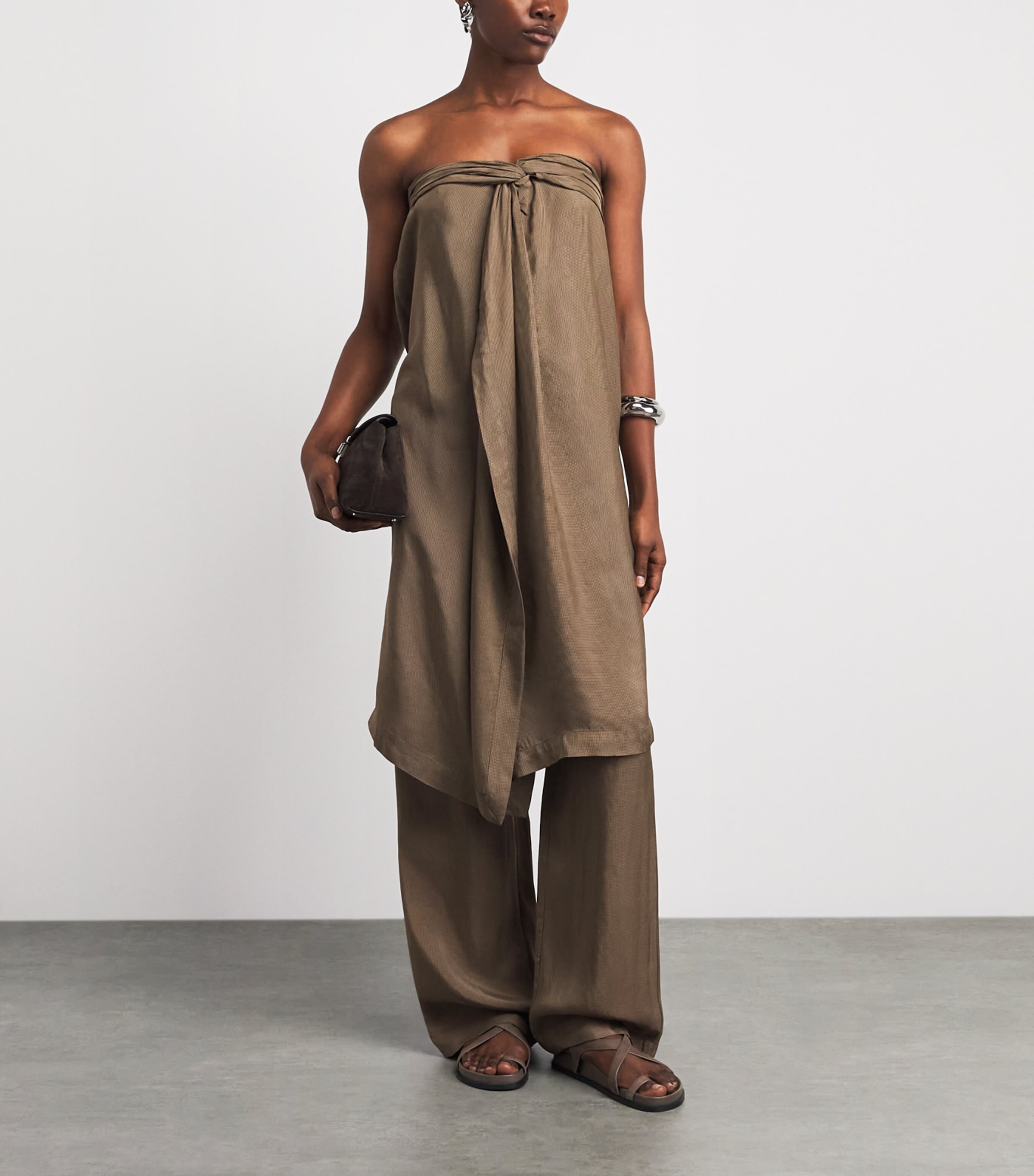 A.EMERY Leather Jalen Slim Sandals Tawny Suede Image 2