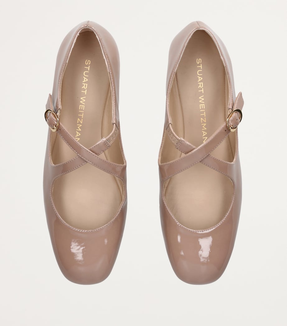 Stuart Weitzman Patent Leather Clem Mary Jane Flats Beige Image 4