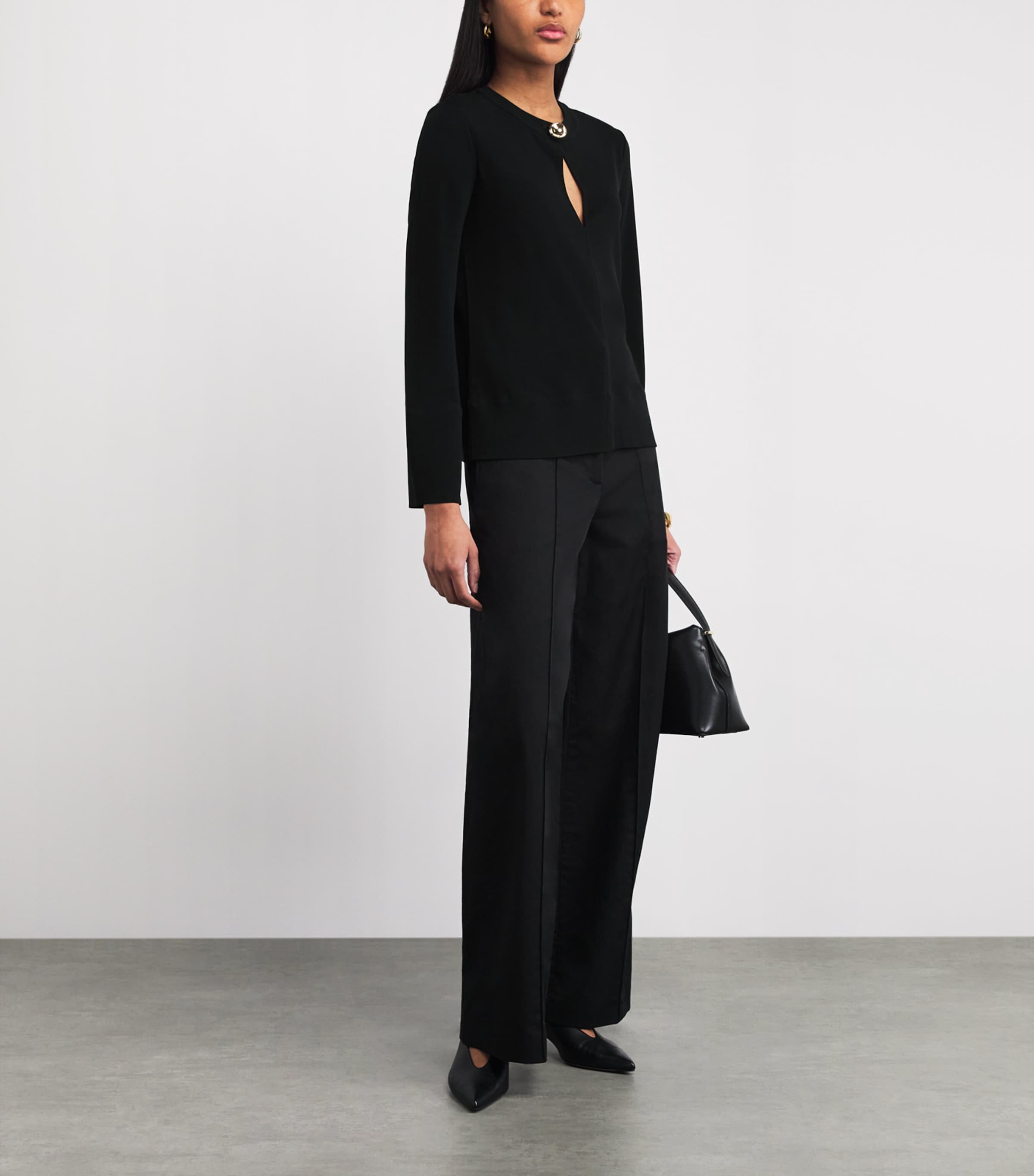 Joseph Womens Jersey Fabiola Blouse Black Image 2