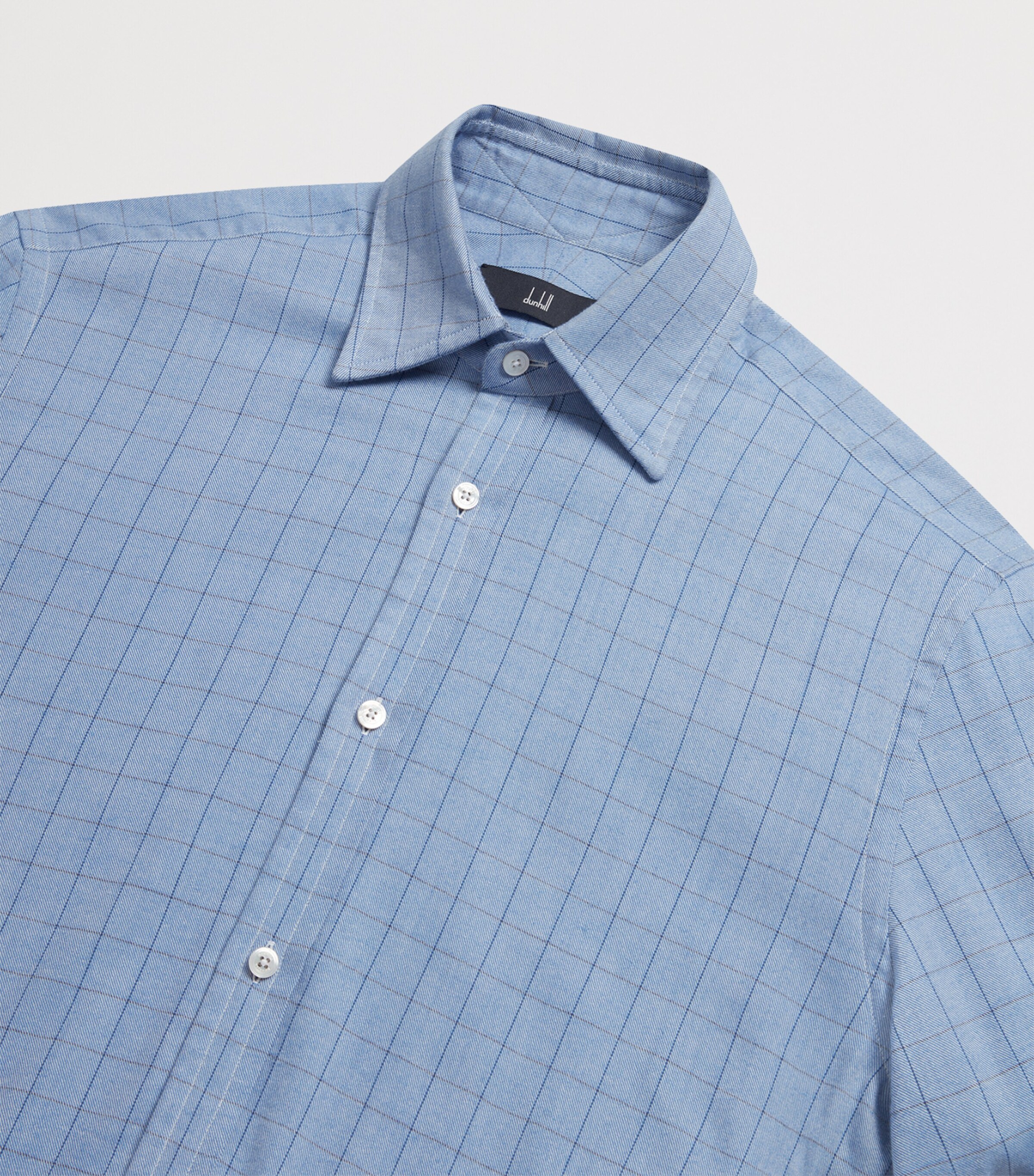 Cotton-Cashmere Tattersall Check Dress Shirt 472BLUE Image 5