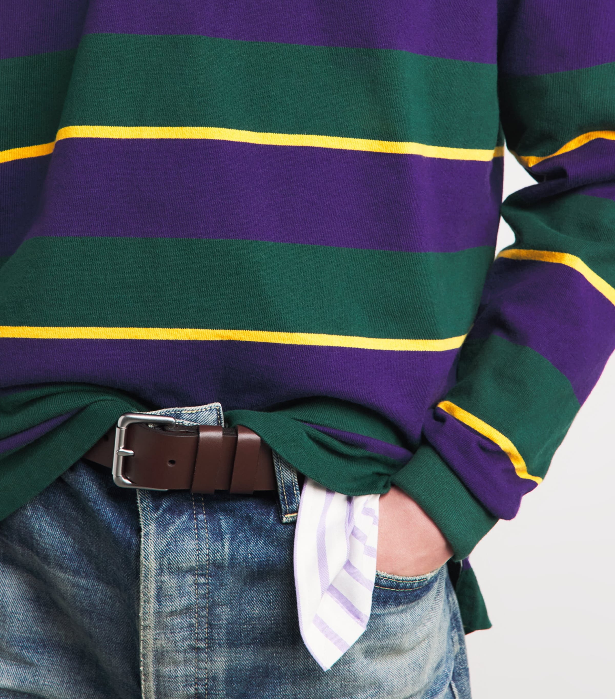 Polo Ralph Lauren Mens Cotton Stripe Embroidered Rugby Shirt Branford Purple Mlti Image 3
