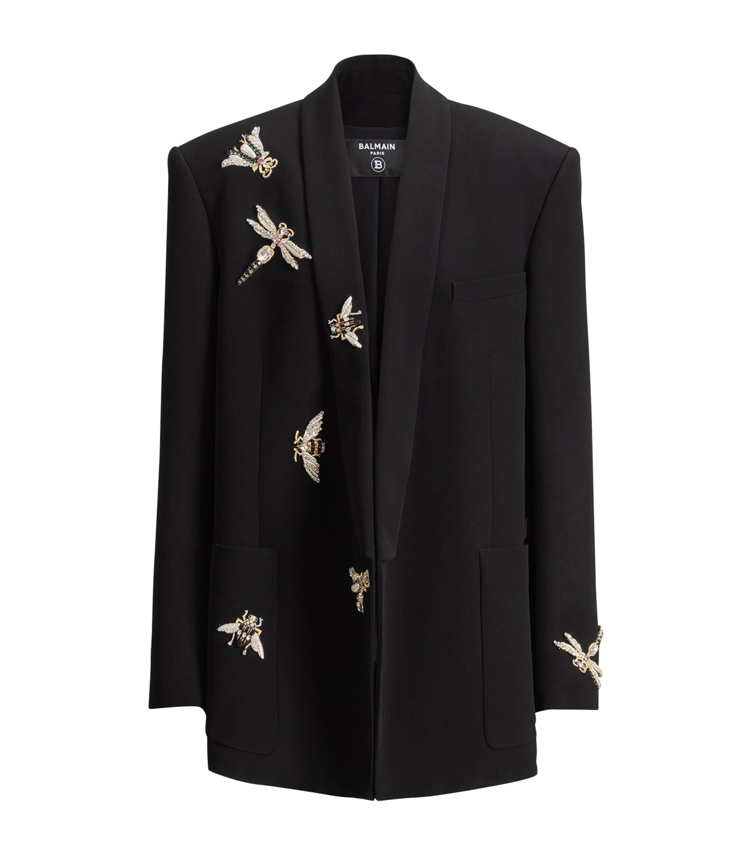 Balmain Womens Embellished Insect Blazer Eah Noir/multico Image 1