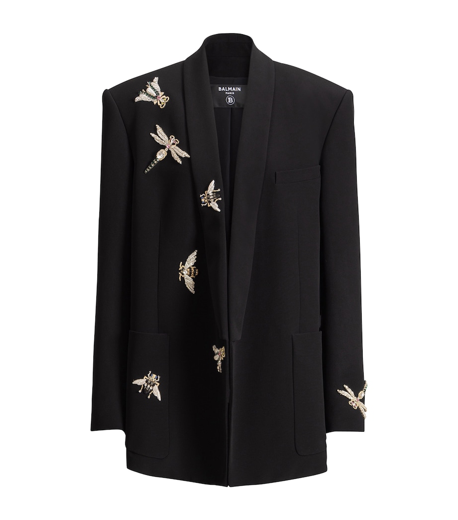Balmain Womens Embellished Insect Blazer Eah Noir/multico Image 1