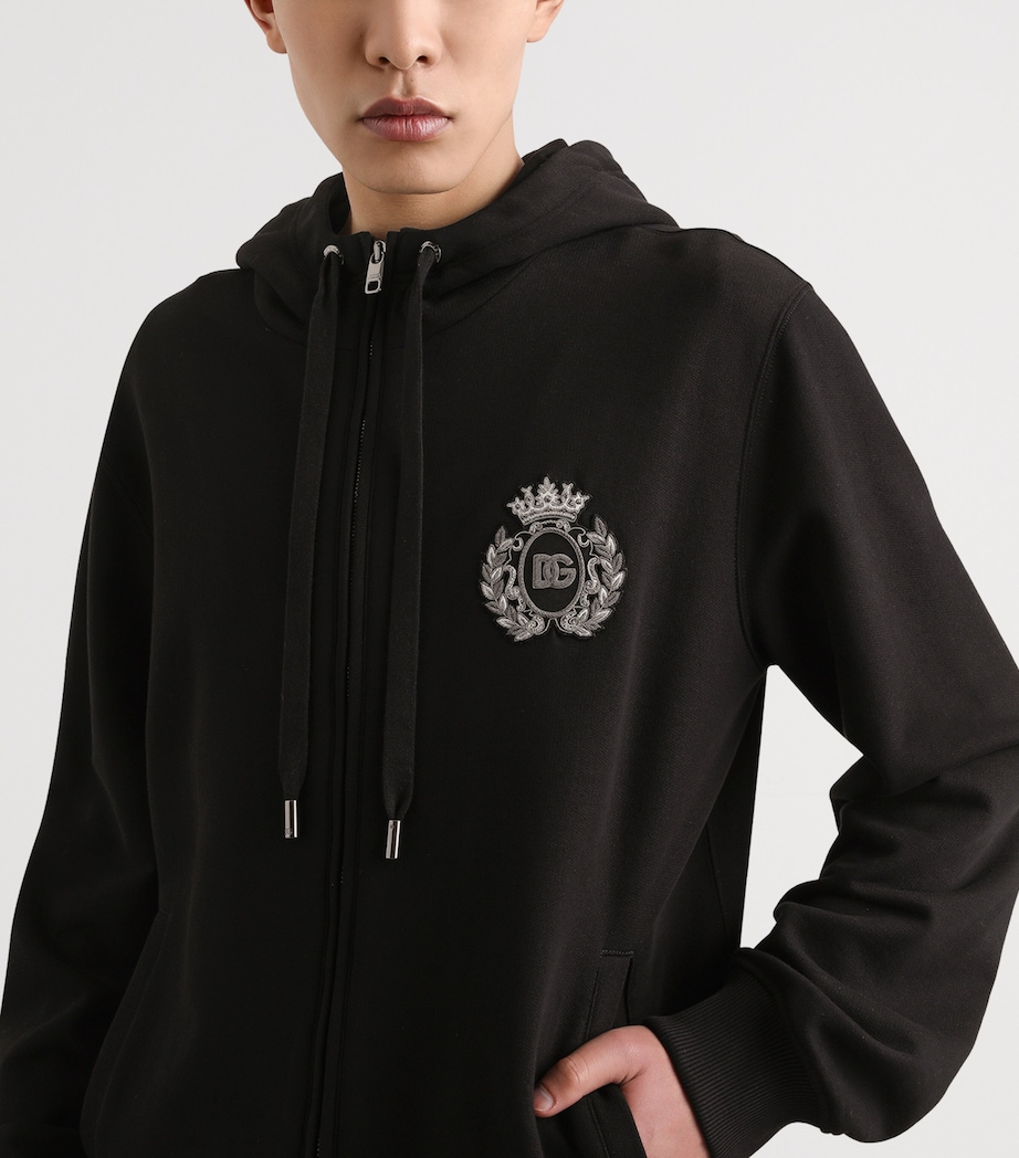 Cotton Logo Zip-Up Hoodie N0000-BLACK Image 3