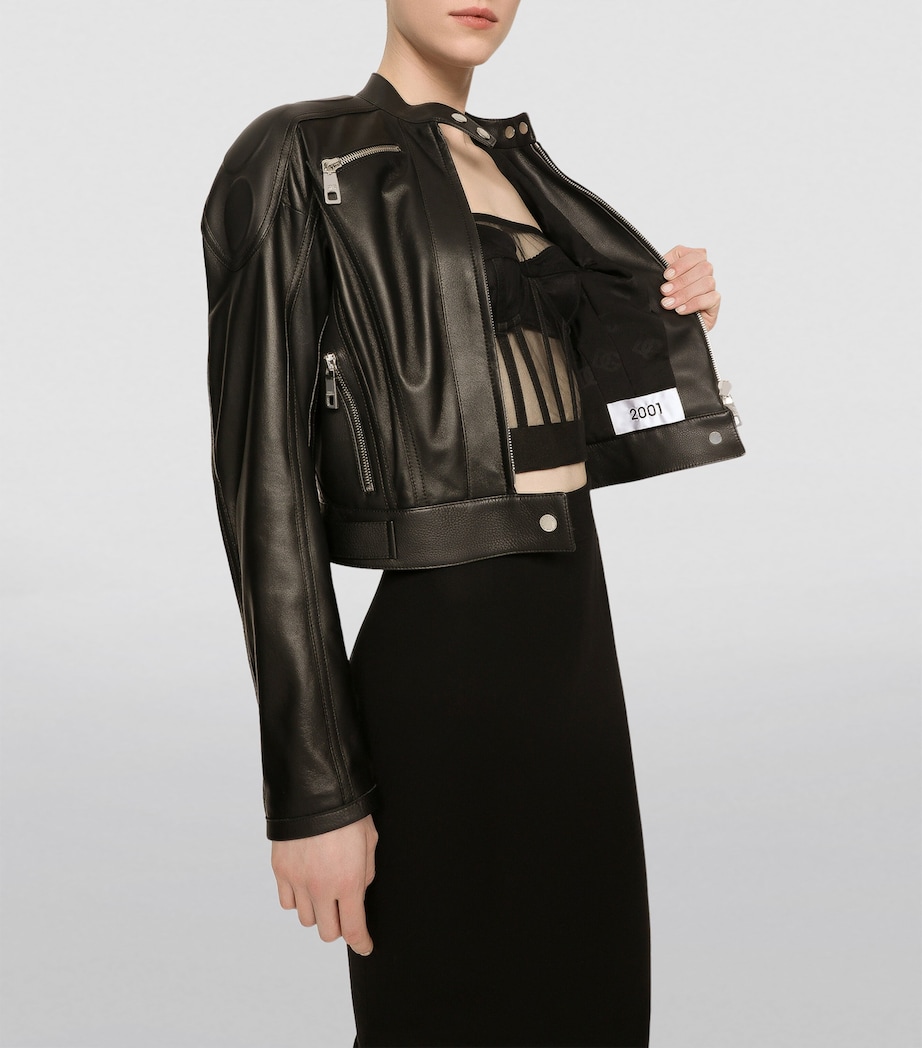 Leather Biker Jacket N0000-BLACK Image 3
