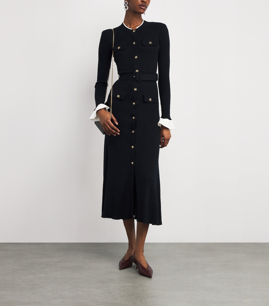 Rib-Knit Belted Midi Dress NAVY Image 2