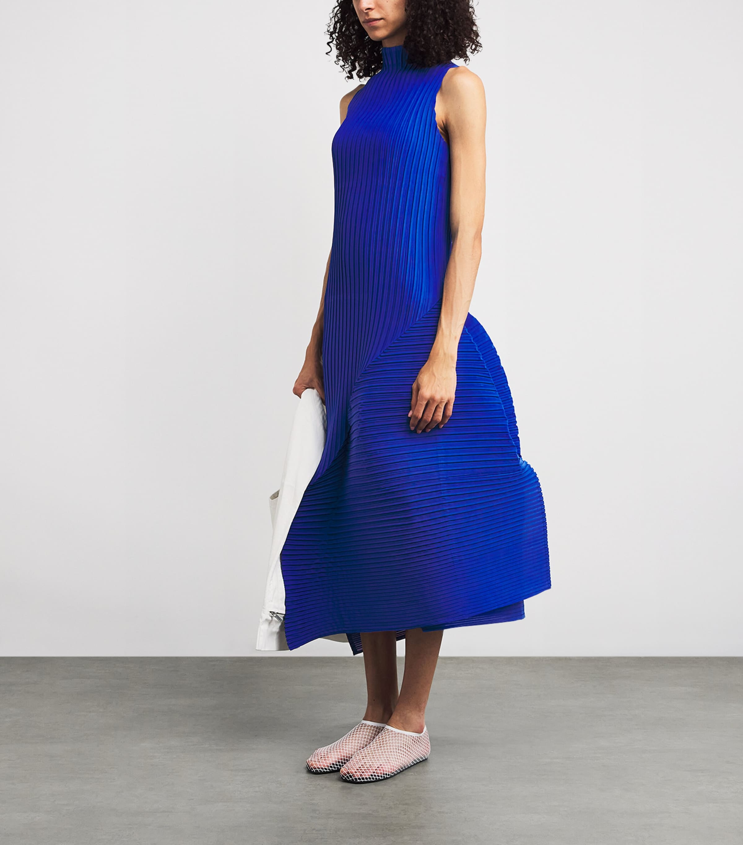 Fold Pleats Maxi Dress BLUE Image 6