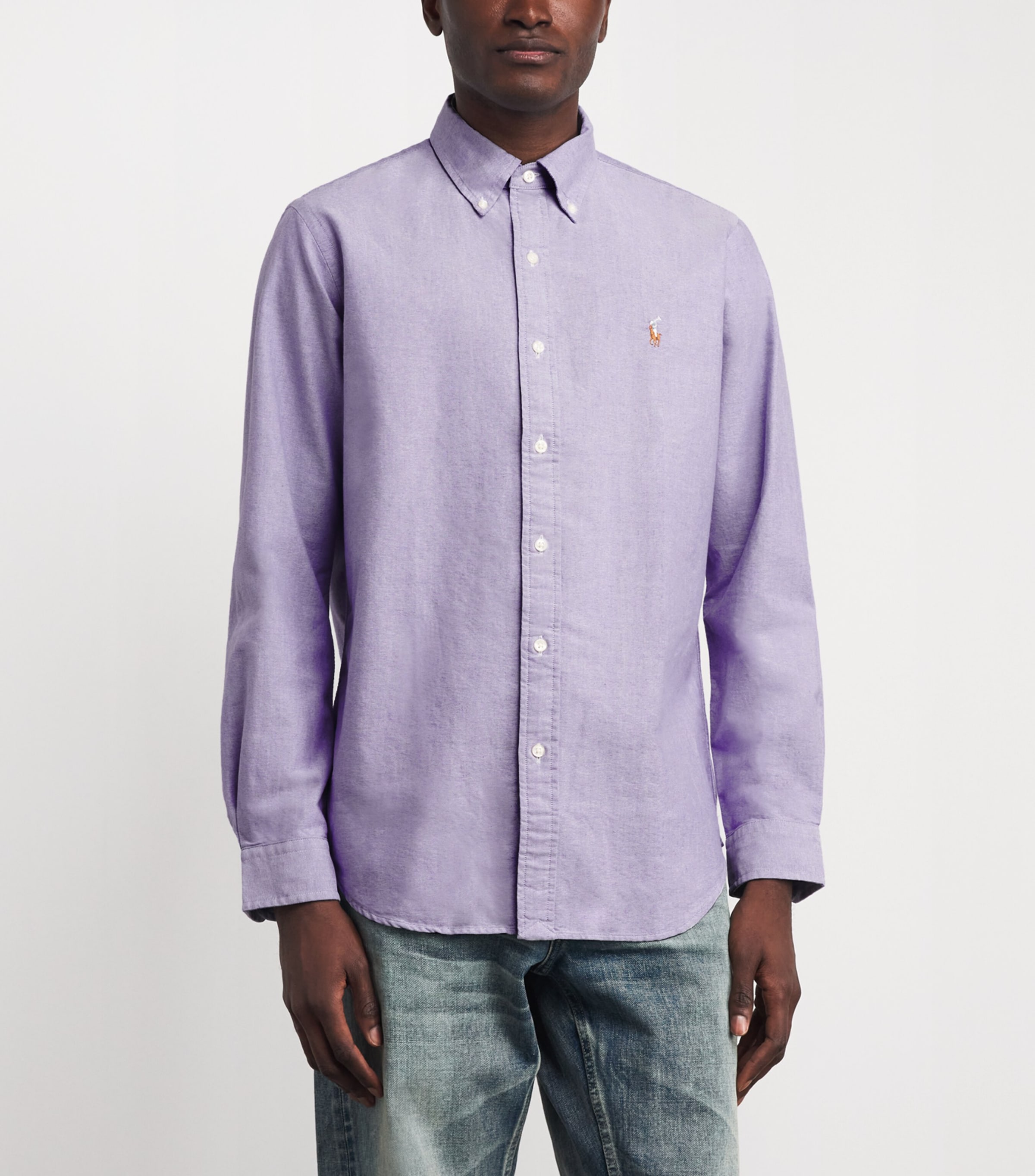 Polo Ralph Lauren Mens Cotton Custom Fit Oxford Shirt Thistle Image 4
