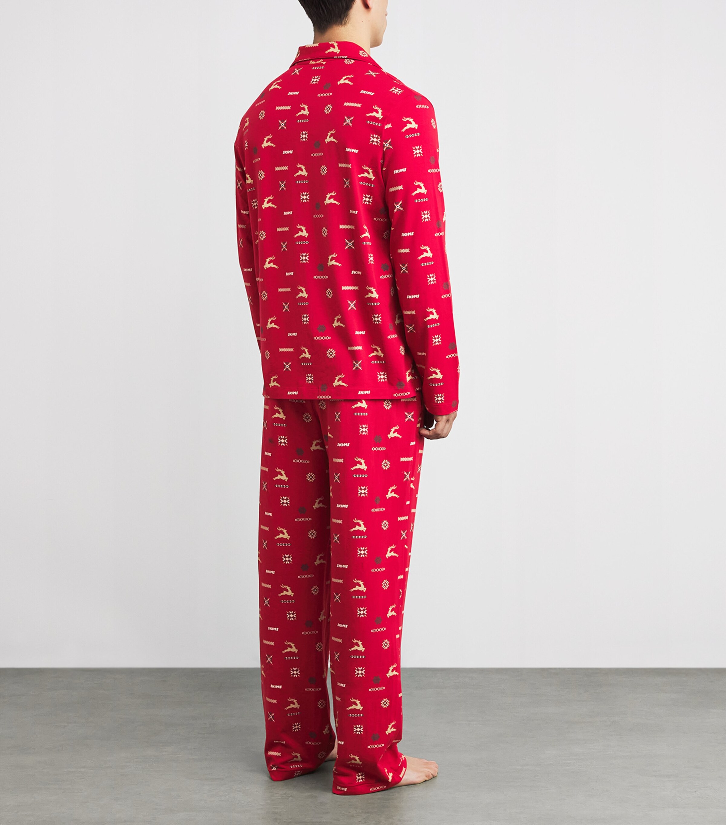Skims Mens Jersey Sleep Pyjama Set Cranberry Vntg Deer Image 3