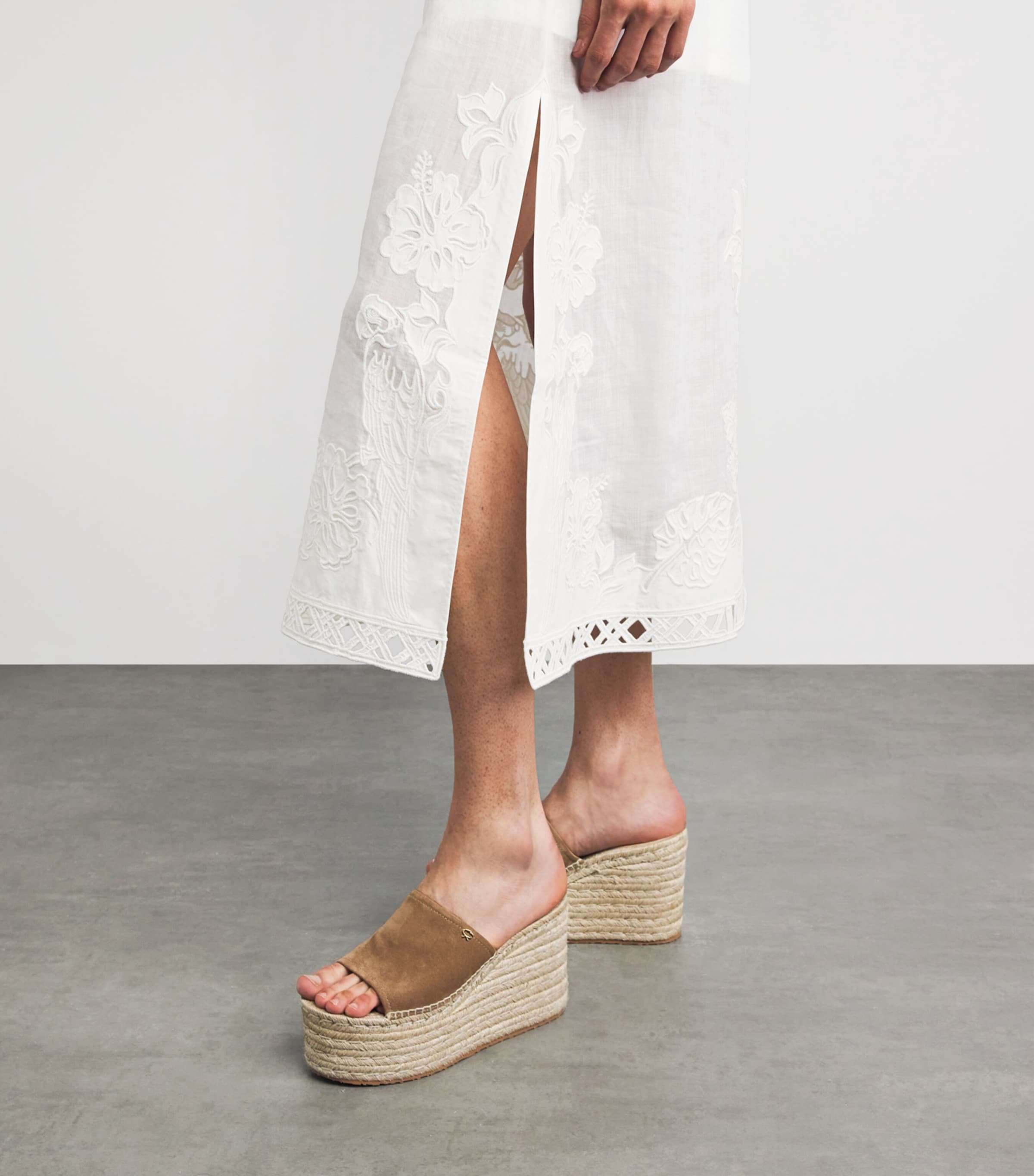 Zimmermann Womens Ramie Embroidered Indra Midi Dress Ivory Image 5