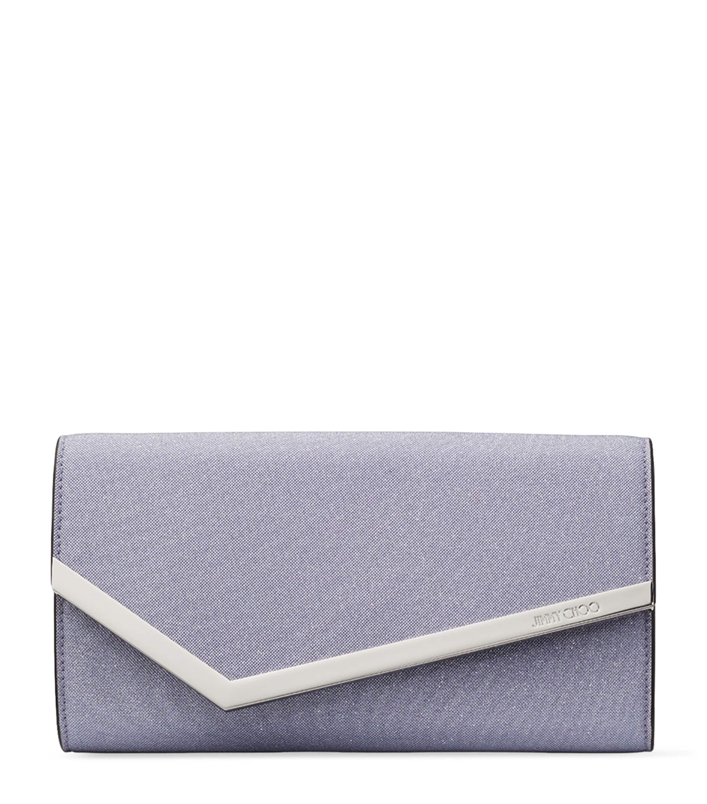 Shop Jimmy Choo Glitter Emmie Clutch Bag In Purple