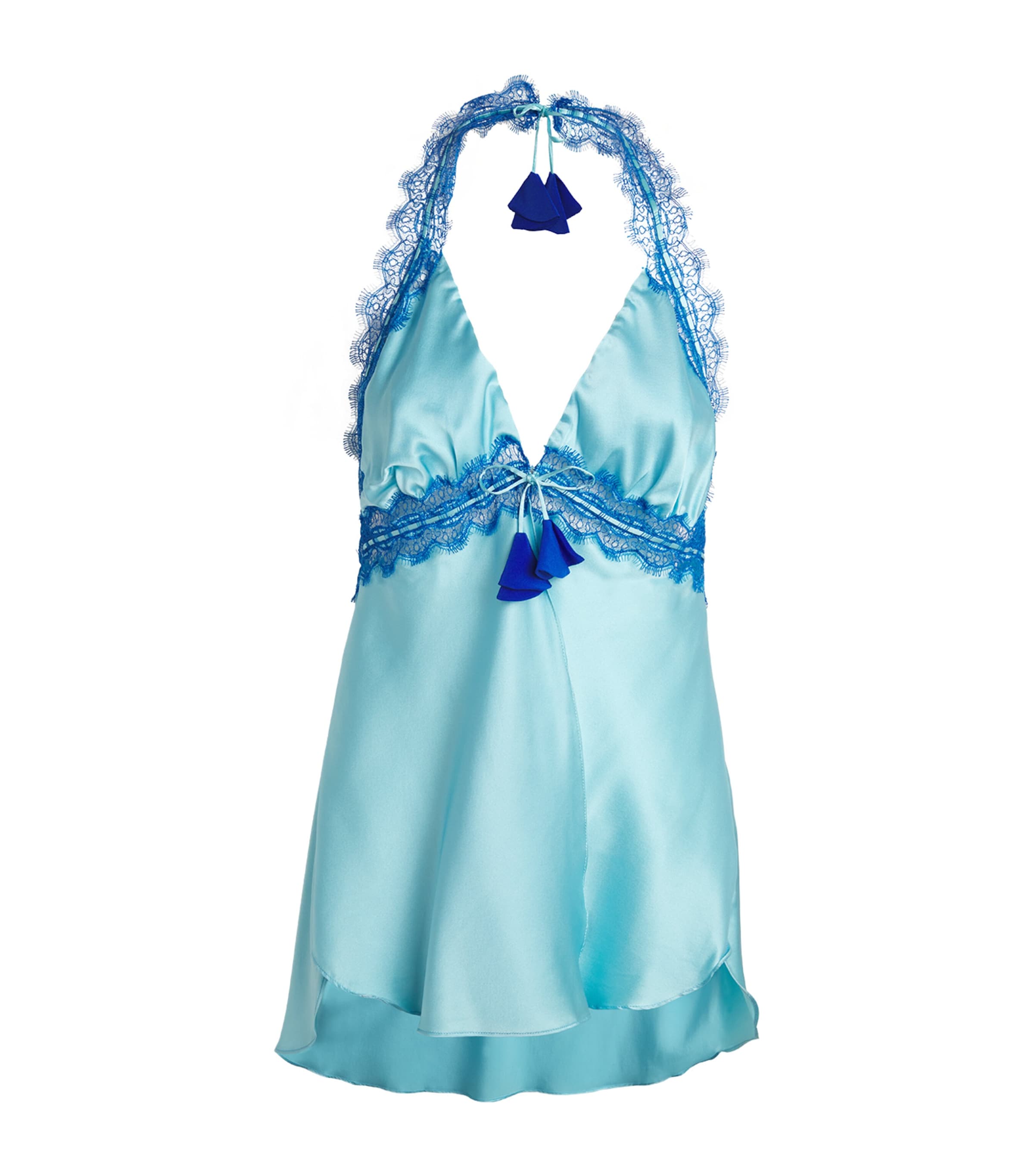 Shop Torlowei Silk Patsy Babydoll Nightdress In Blue