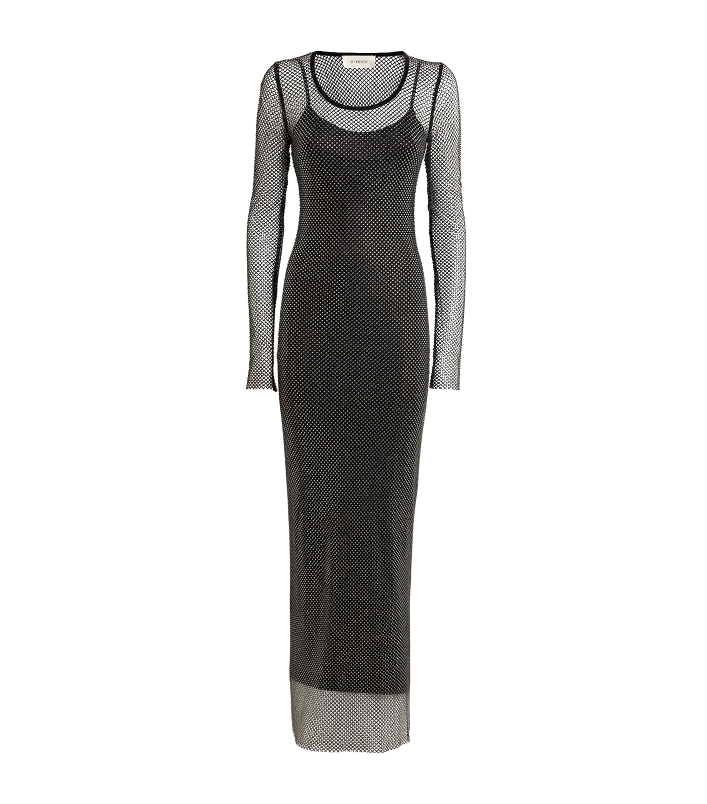 Sportmax Embellished Semi-sheer Cinese Gown In Black