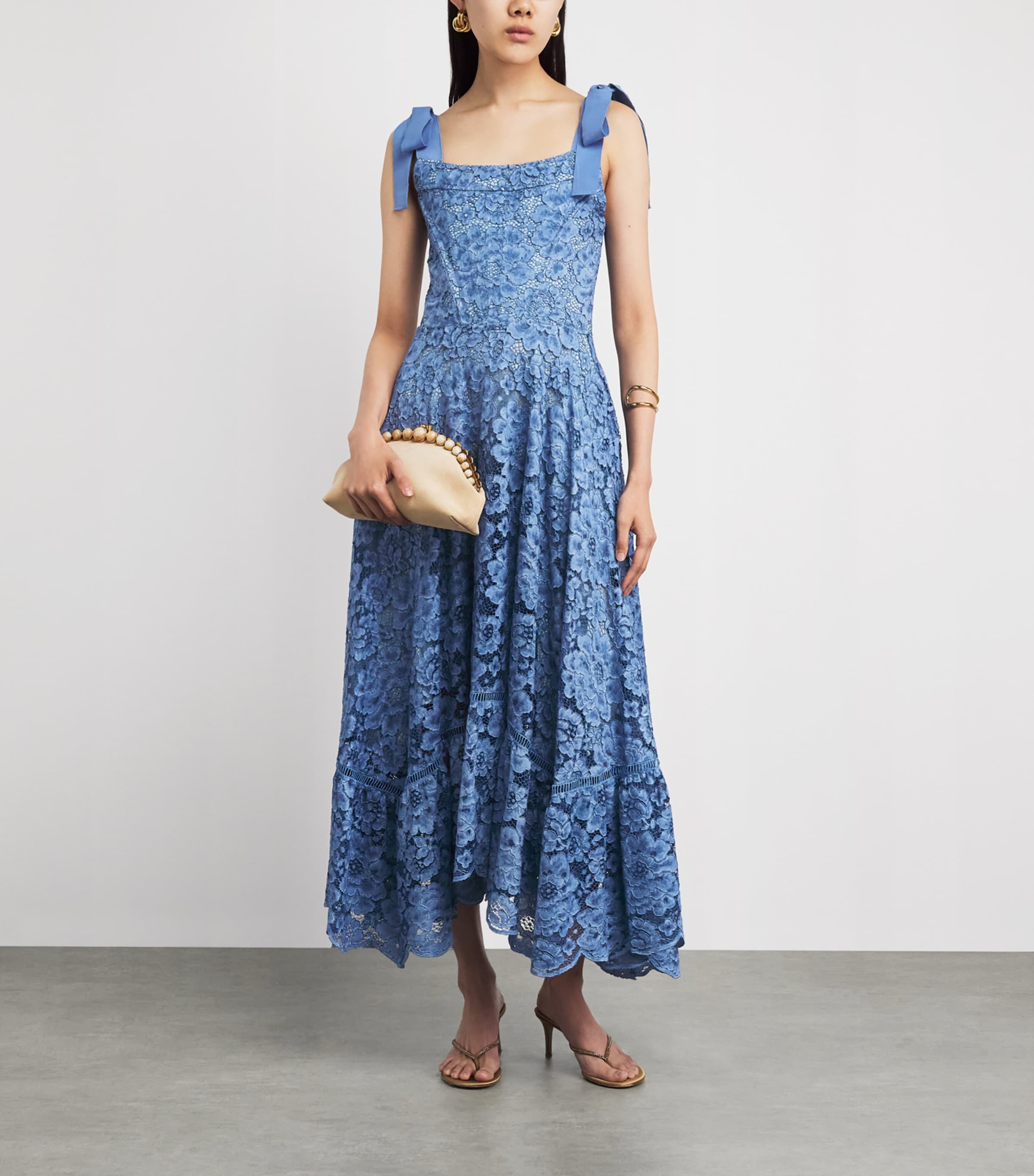 Alice+Olivia Womens Lace Rosalee Midi Dress Indigo Image 2