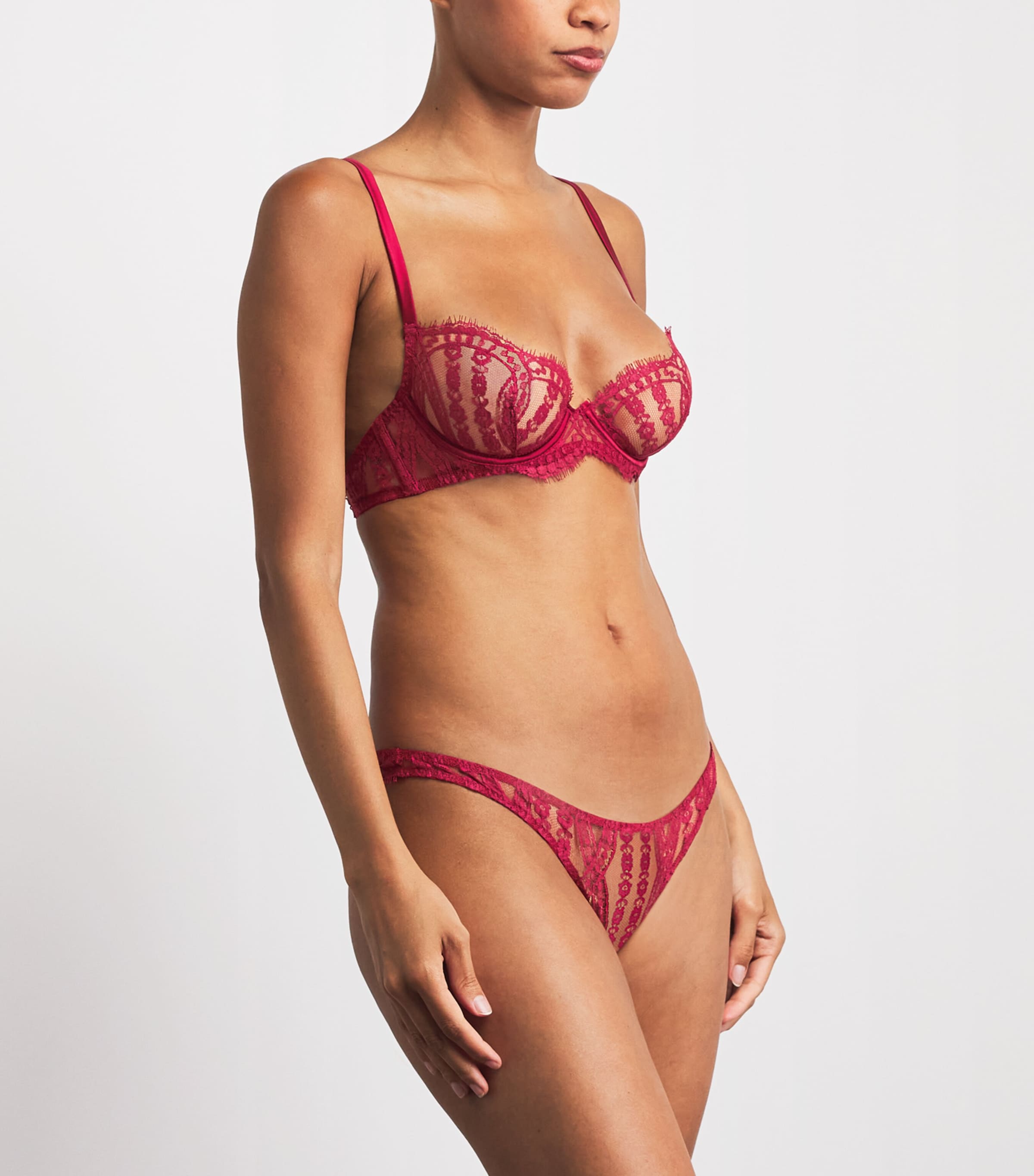 Coco De Mer Womens Lace Renata Brazilian Briefs Ruby Image 2