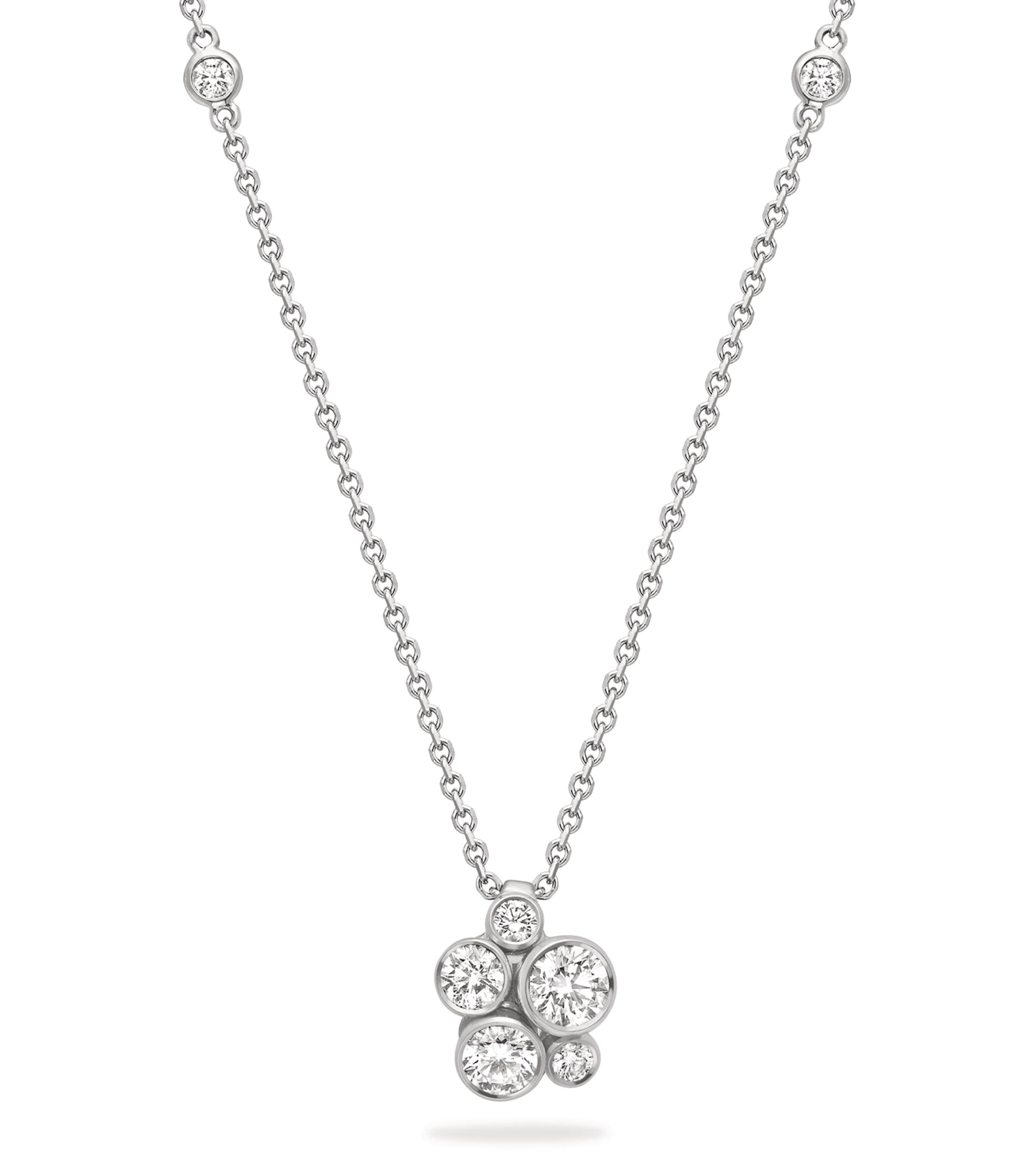 Boodles Platinum And Diamond Raindance Cluster Pendant In Silver